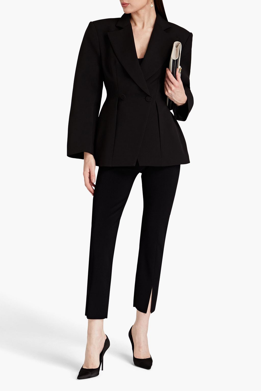 SARA BATTAGLIA Double-breasted crepe de chine blazer