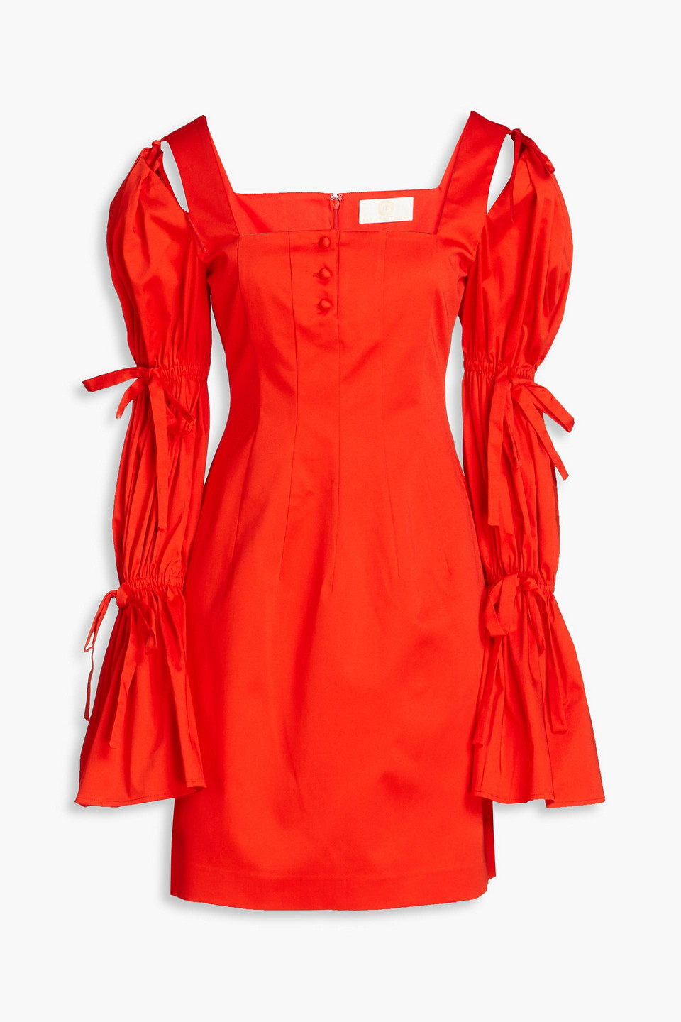 Sara Battaglia Puffy Sleeves Dress In Tomato Red