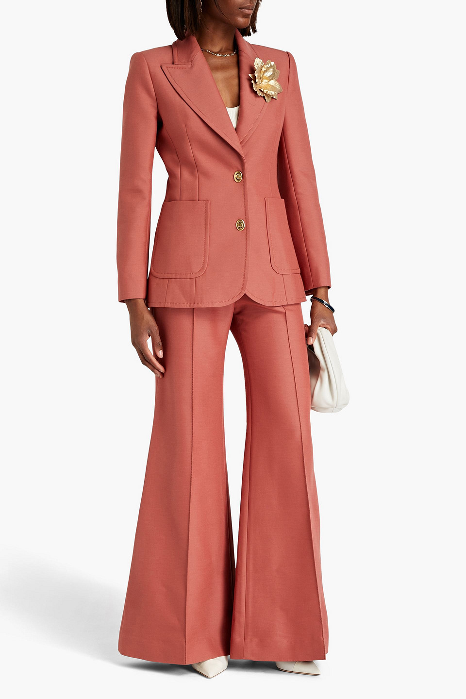 Shop Zimmermann Embellished Wool-blend Blazer In Antique Rose