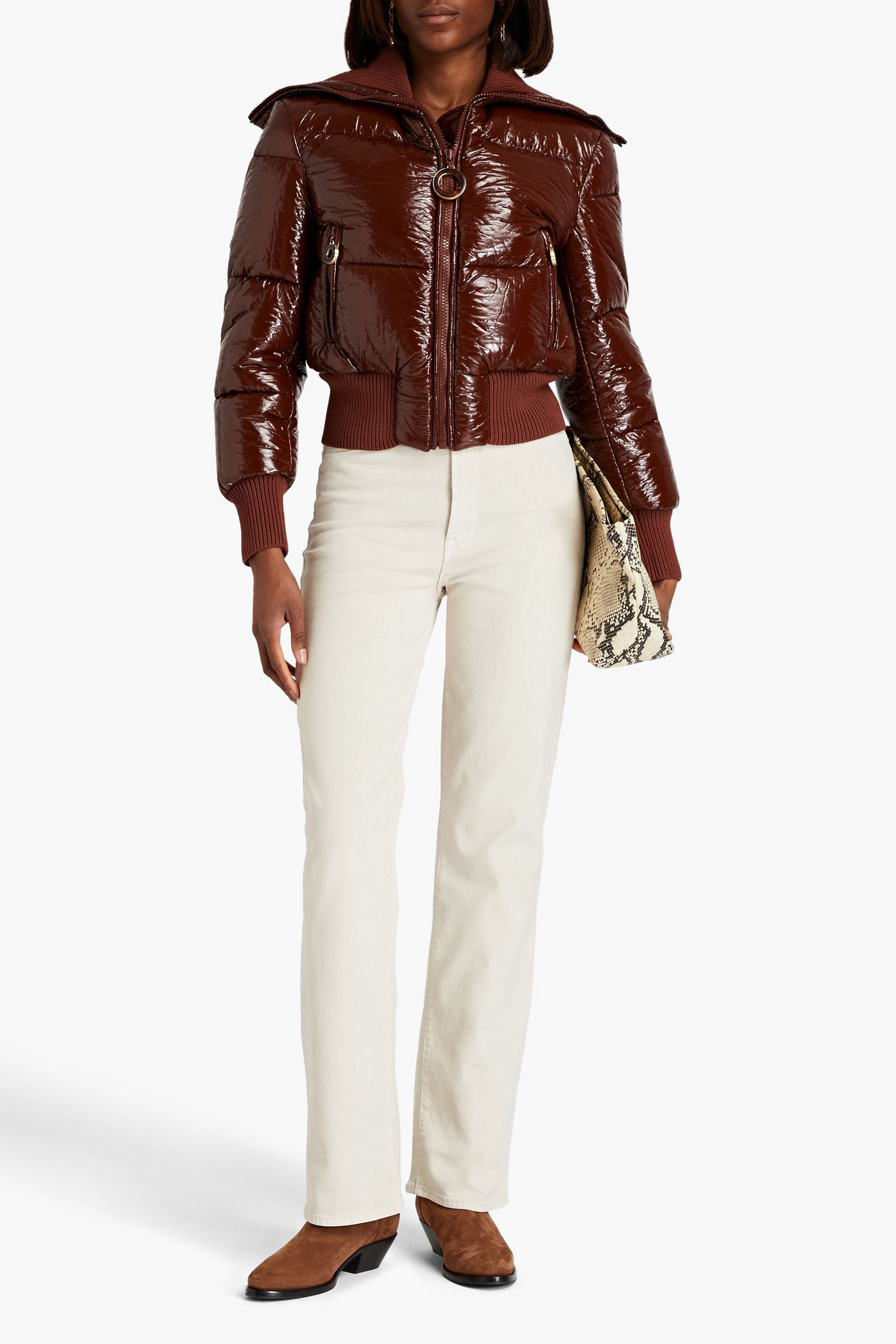Zimmermann Quilted faux patent-leather down jacket