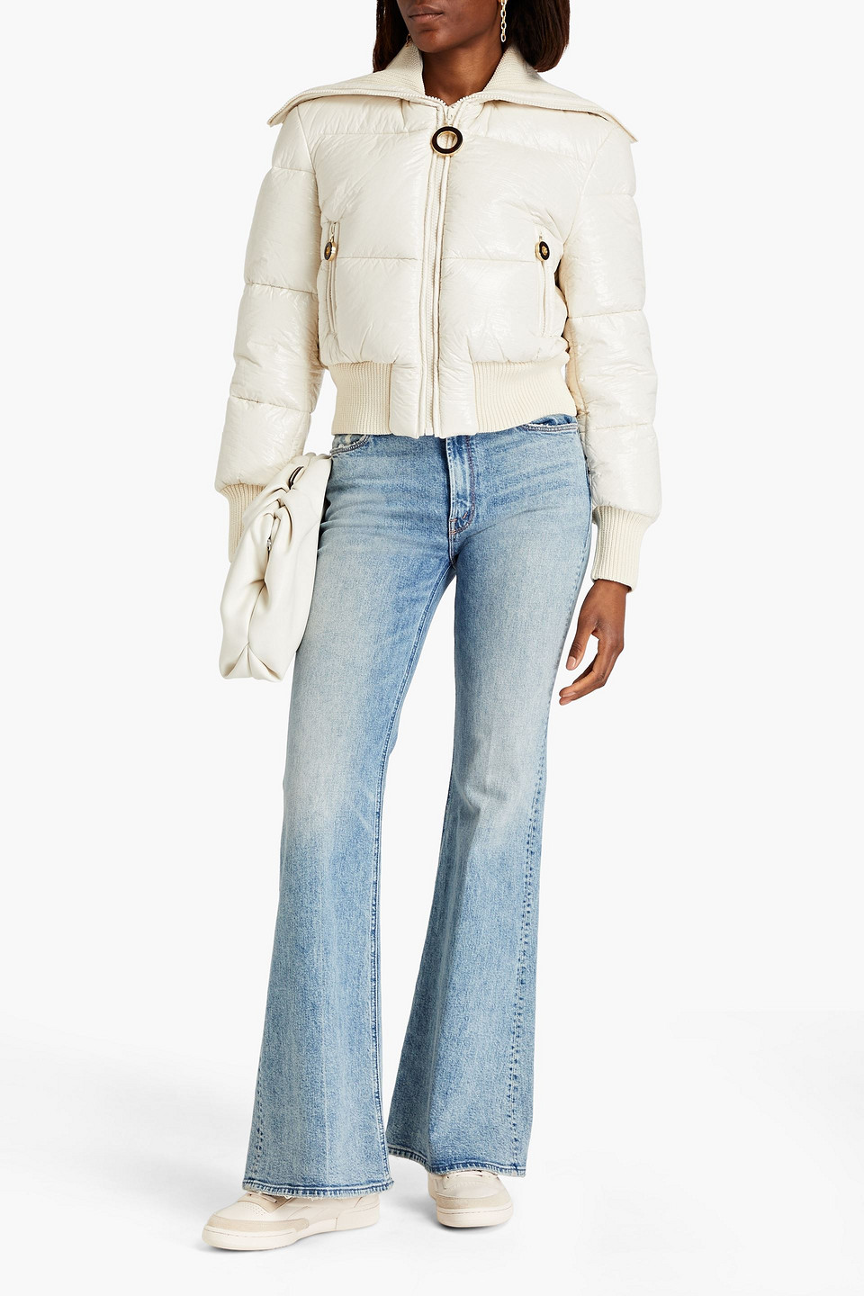 ZIMMERMANN QUILTED FAUX PATENT-LEATHER DOWN JACKET