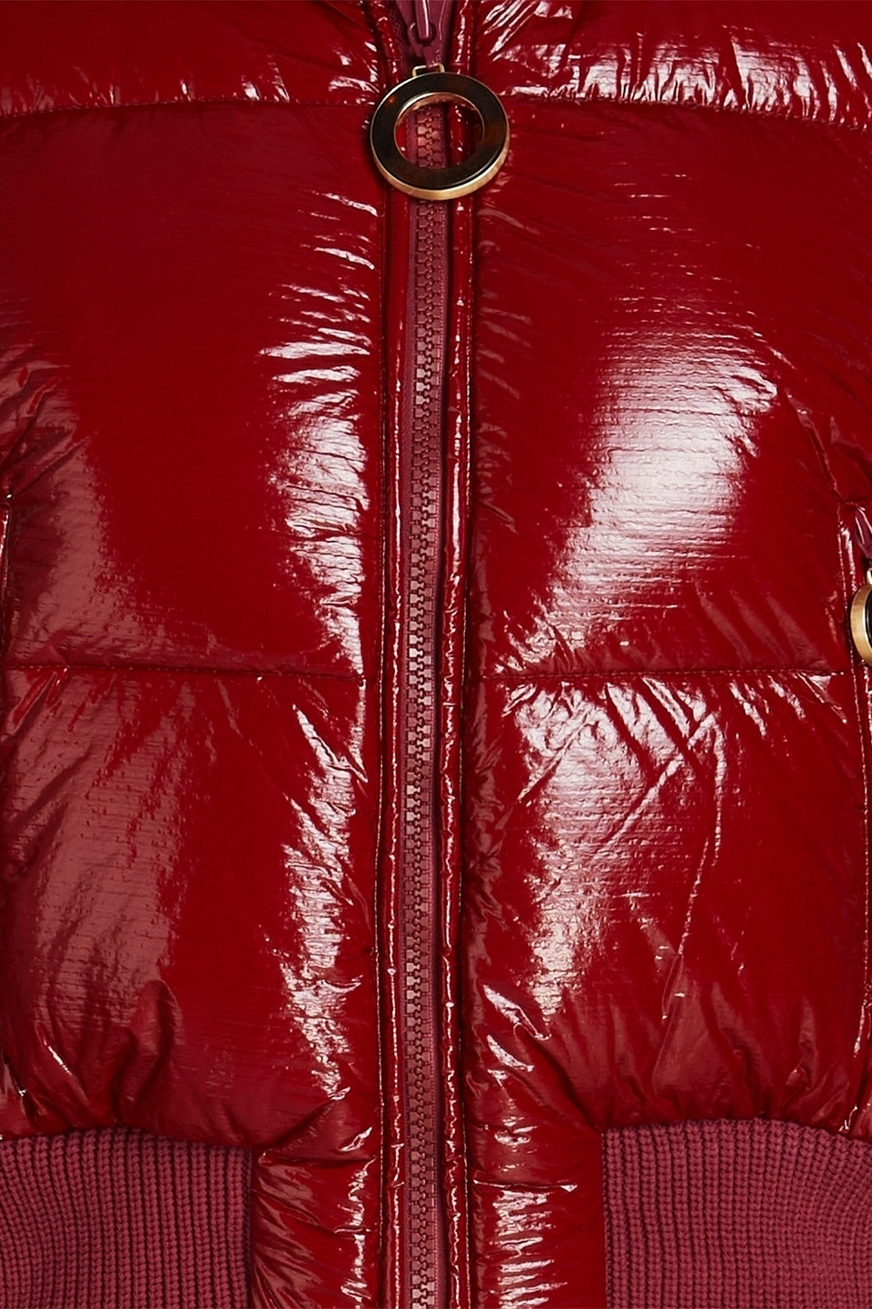 Shop Zimmermann Quilted Faux Patent-leather Down Jacket In Claret