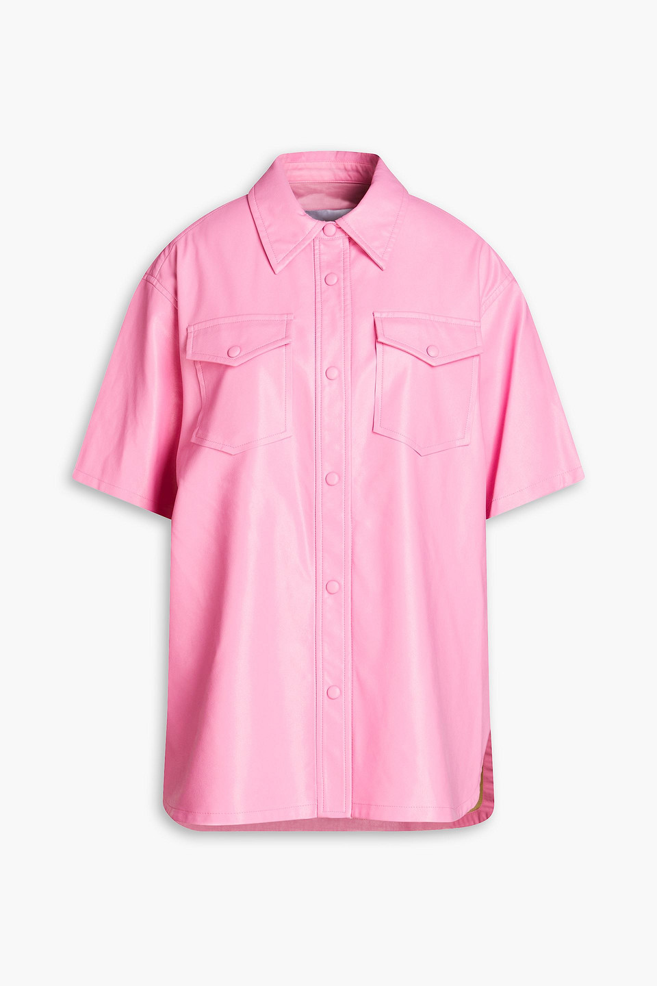 Shop Stand Studio Norea Oversized Satin Shirt In Bubblegum