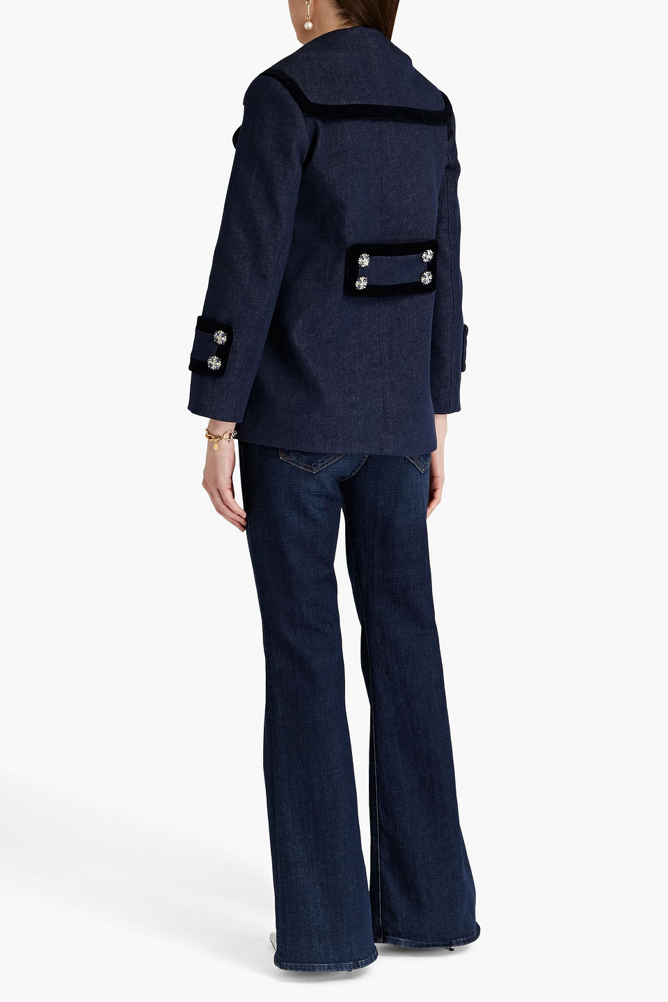 ZIMMERMANN DOUBLE-BREASTED EMBELLISHED DENIM JACKET 
