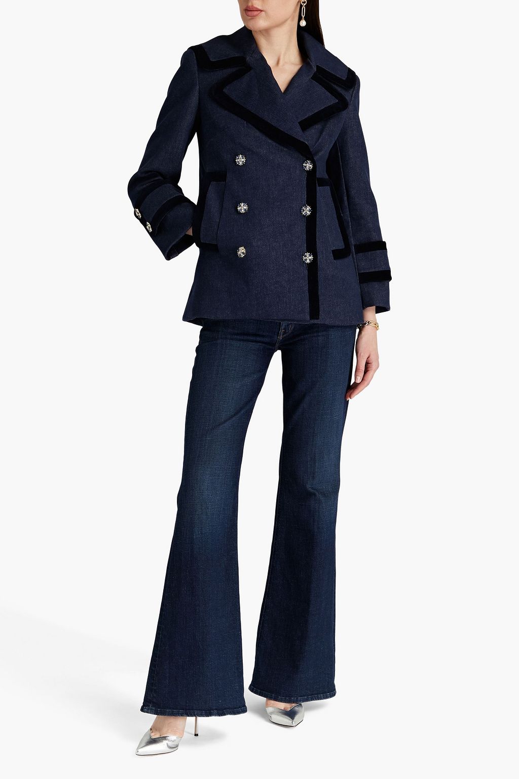 ZIMMERMANN Double-breasted embellished denim jacket
