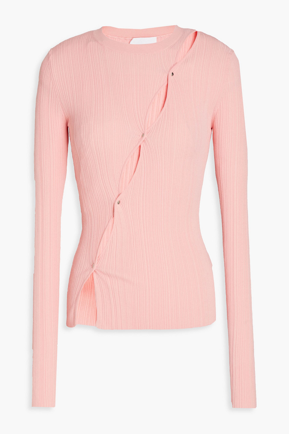 Shop Paris Georgia Cutout Ribbed-knit Top In Baby Pink