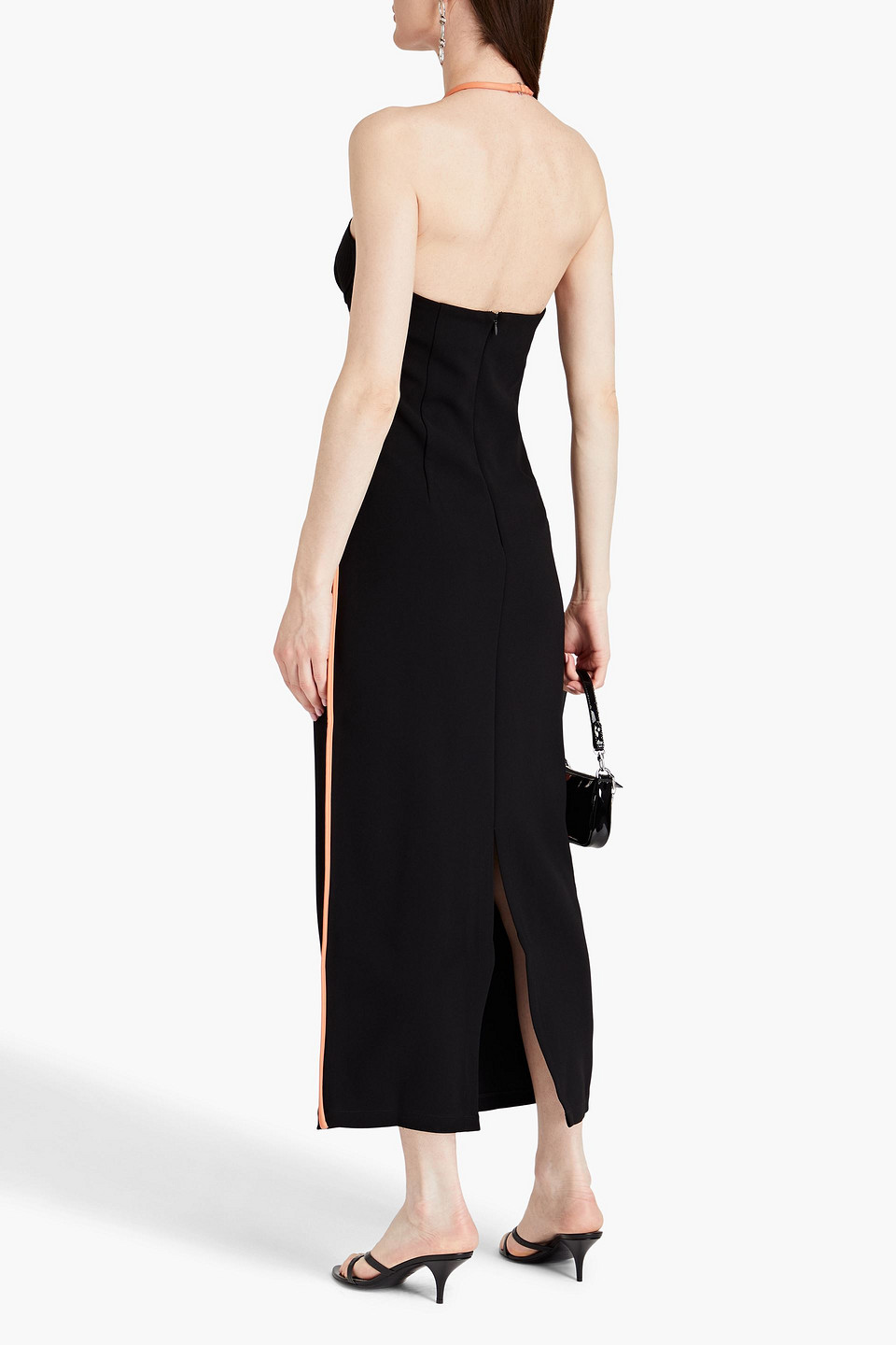 Shop Paris Georgia Nassia Crepe Halterneck Midi Dress In Black