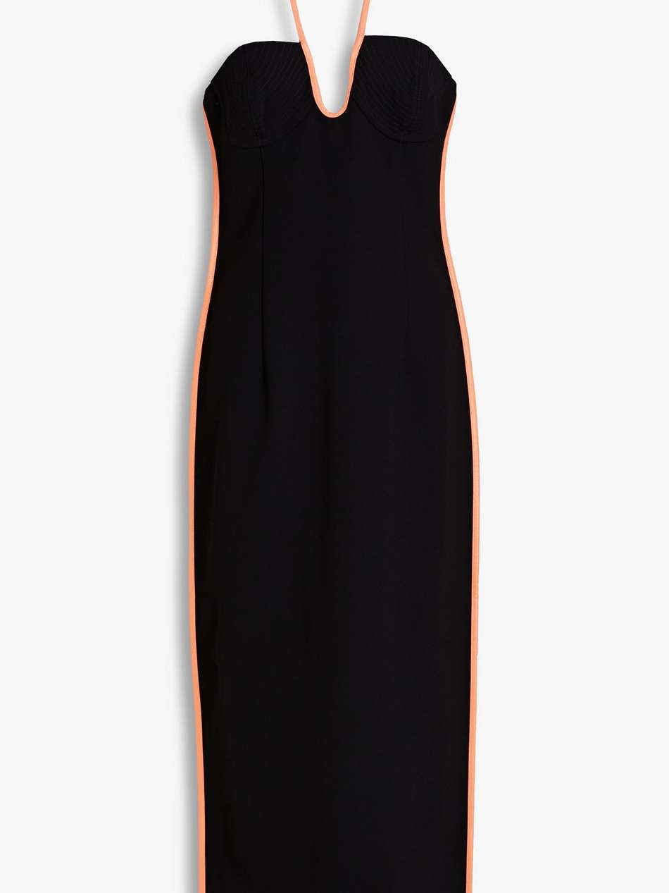 nassia crepe halterneck midi dress