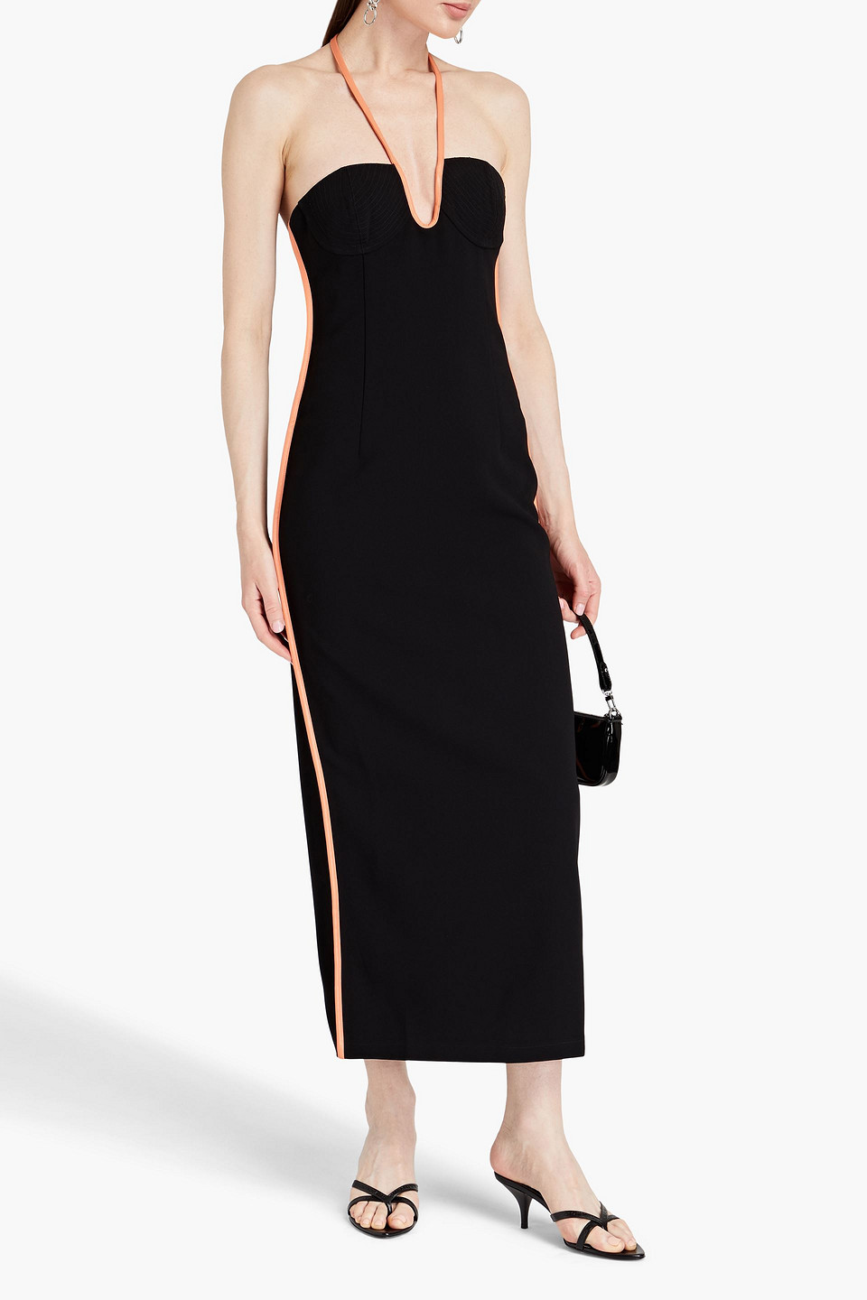 Shop Paris Georgia Nassia Crepe Halterneck Midi Dress In Black