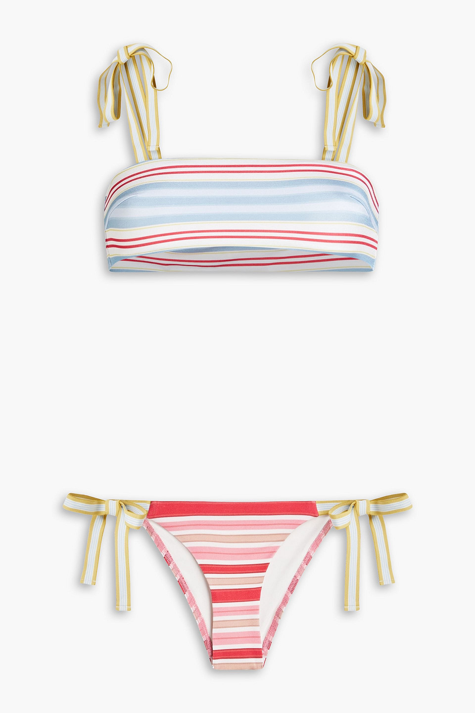 Zimmermann Grosgrain-trimmed Striped Bikini In Light Blue