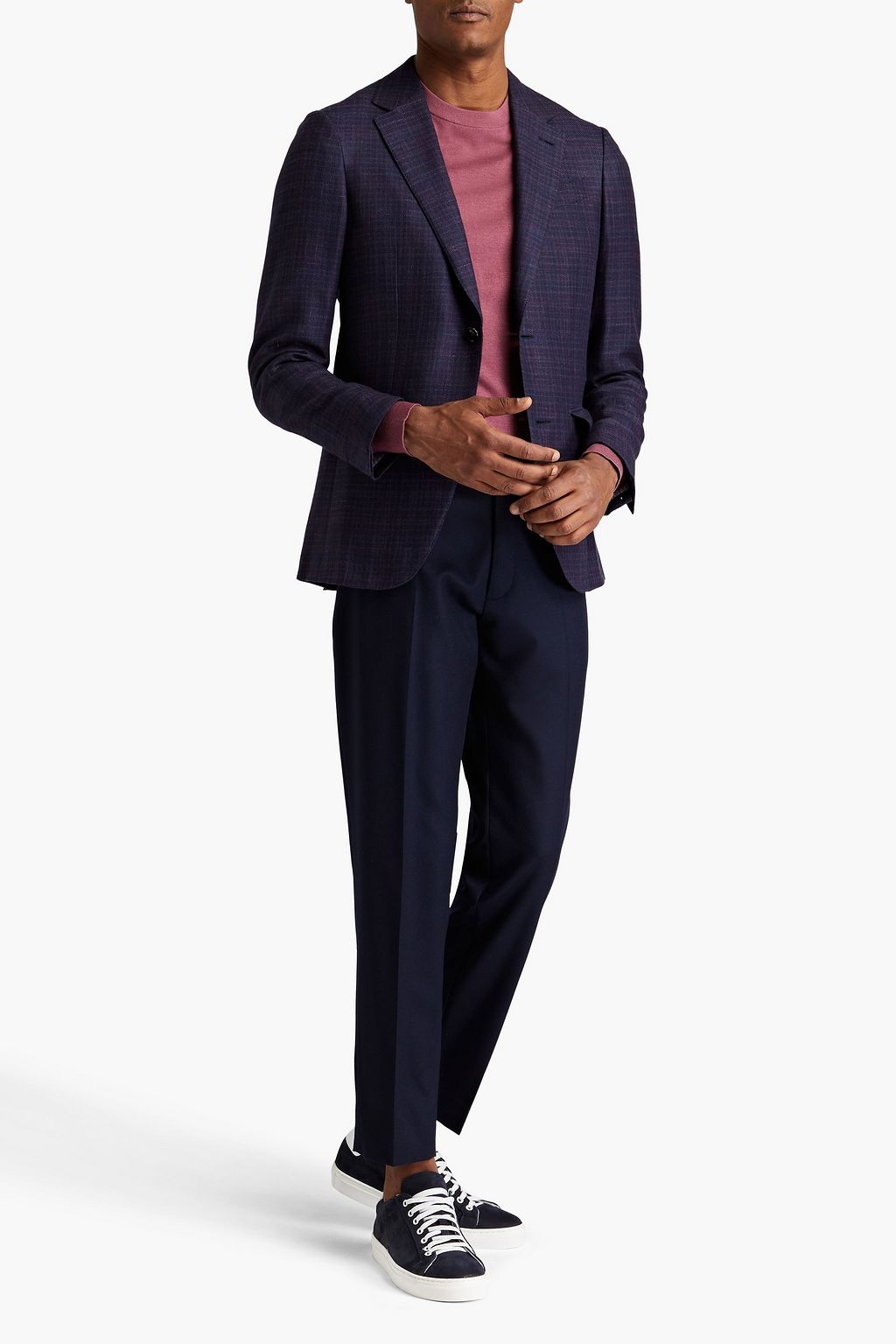 ZEGNA Checked cashmere, silk and hemp-blend tweed blazer