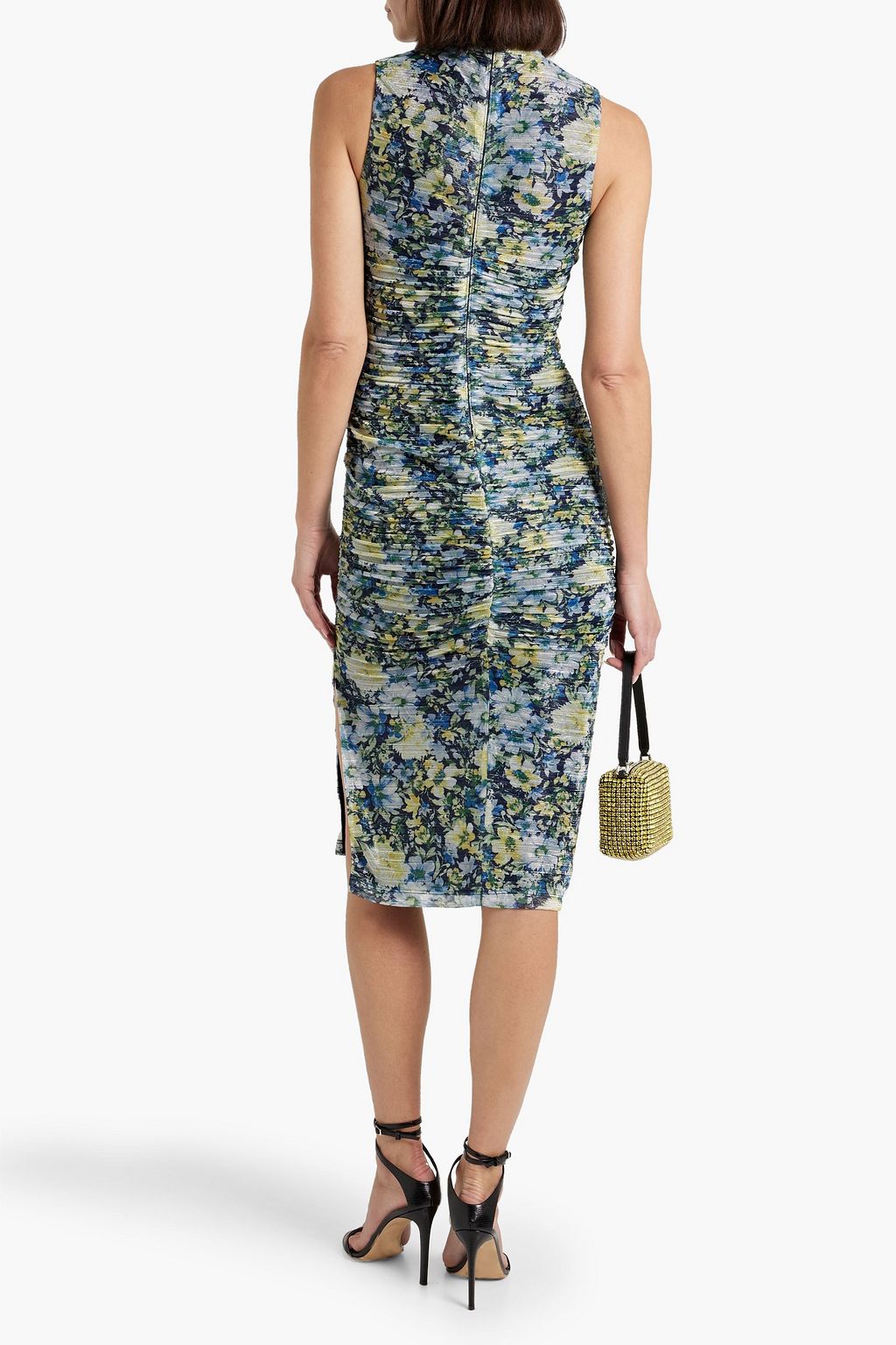 BLACK HALO Shaw metallic floral-print stretch-tulle midi dress