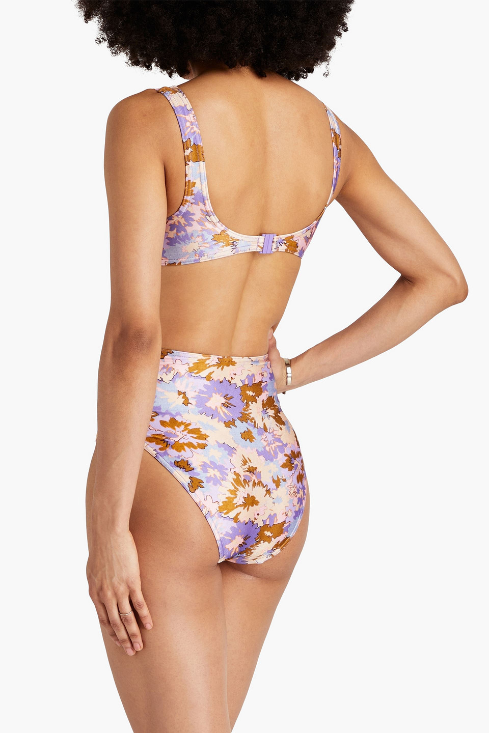 Shop Zimmermann Knotted Printed Bikini Top In Purple