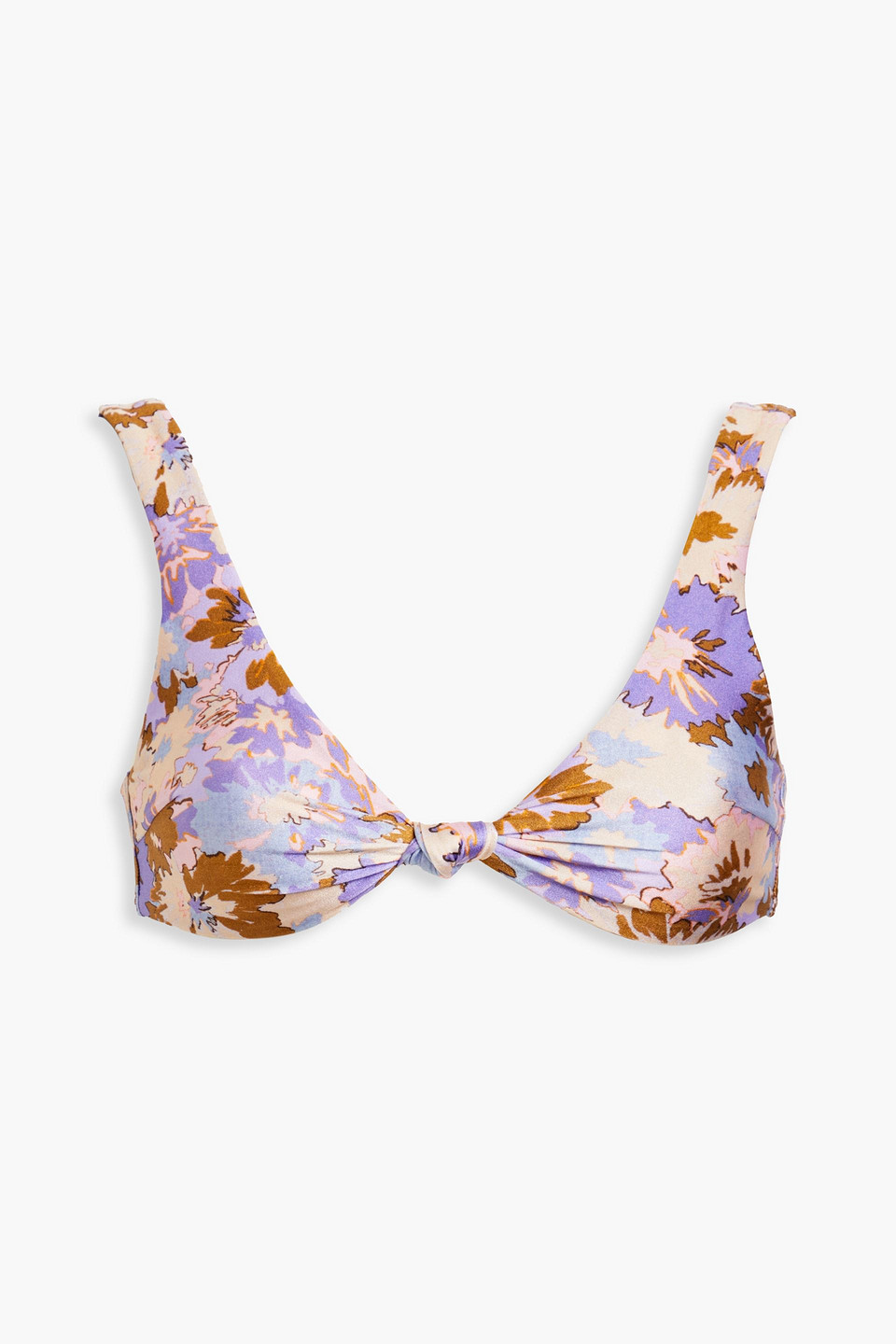 Shop Zimmermann Knotted Printed Bikini Top In Purple