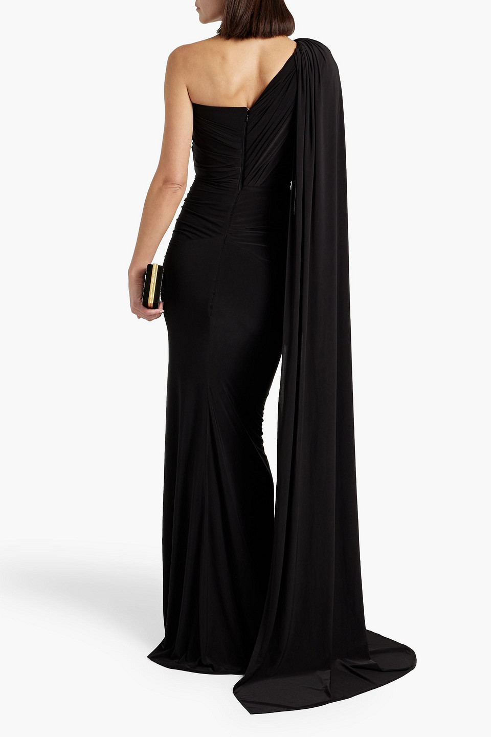  Rhea Costa - One-shoulder Draped Jersey Gown - Black - It 38 