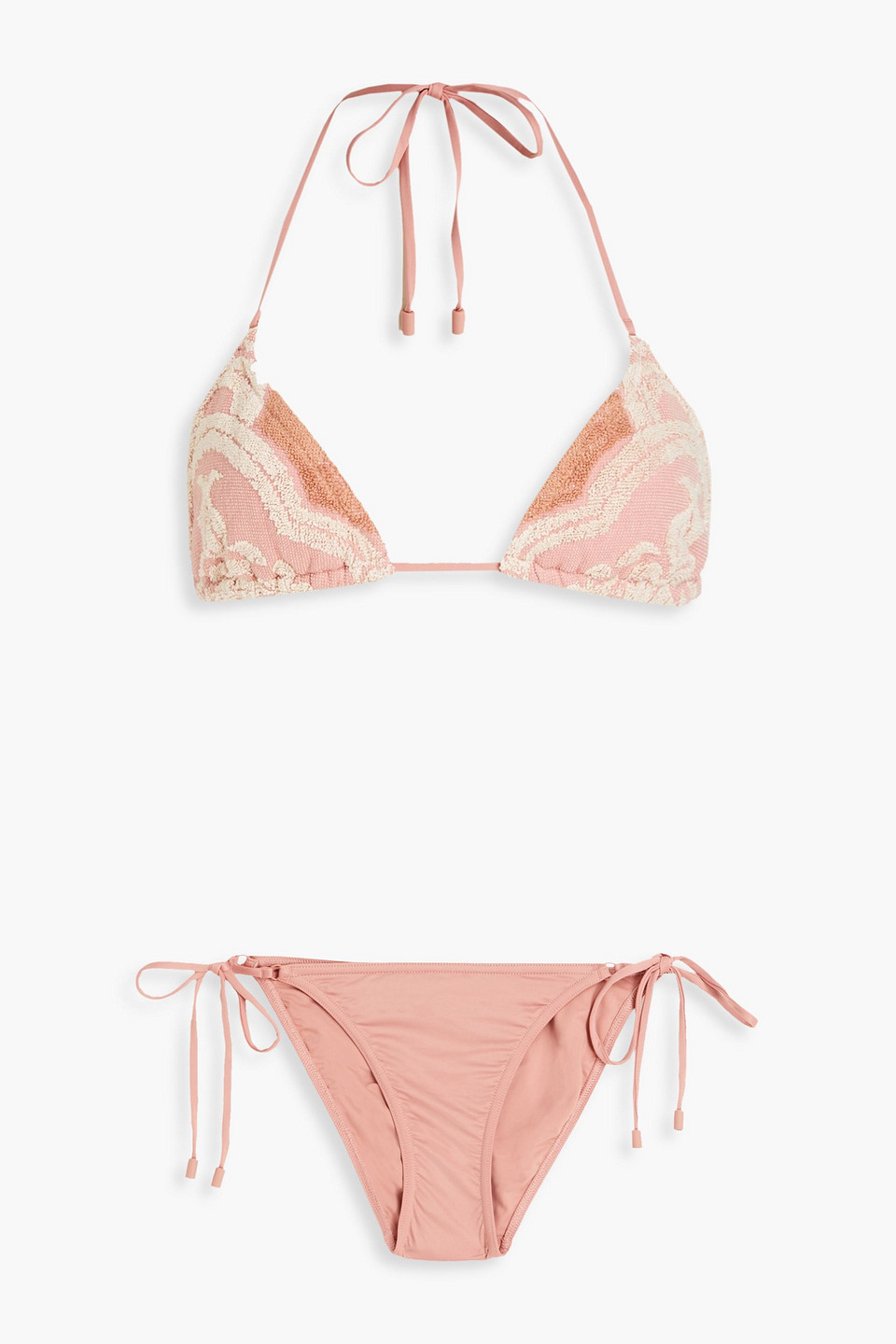 Zimmermann Printed Terry Halterneck Bikini In Blush