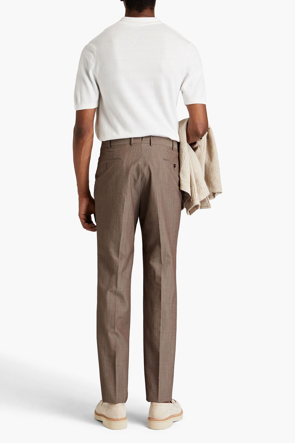 ZEGNA Wool and silk-blend seersucker pants