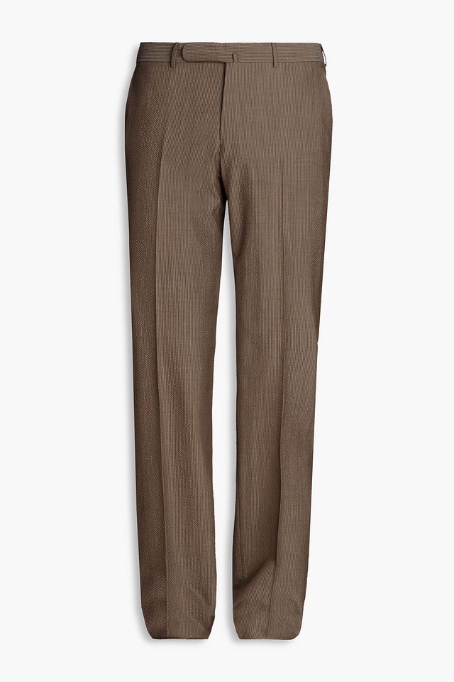 Wool and silk-blend seersucker pants