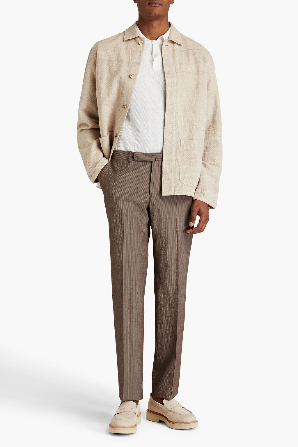 ZEGNA Wool and silk-blend seersucker pants