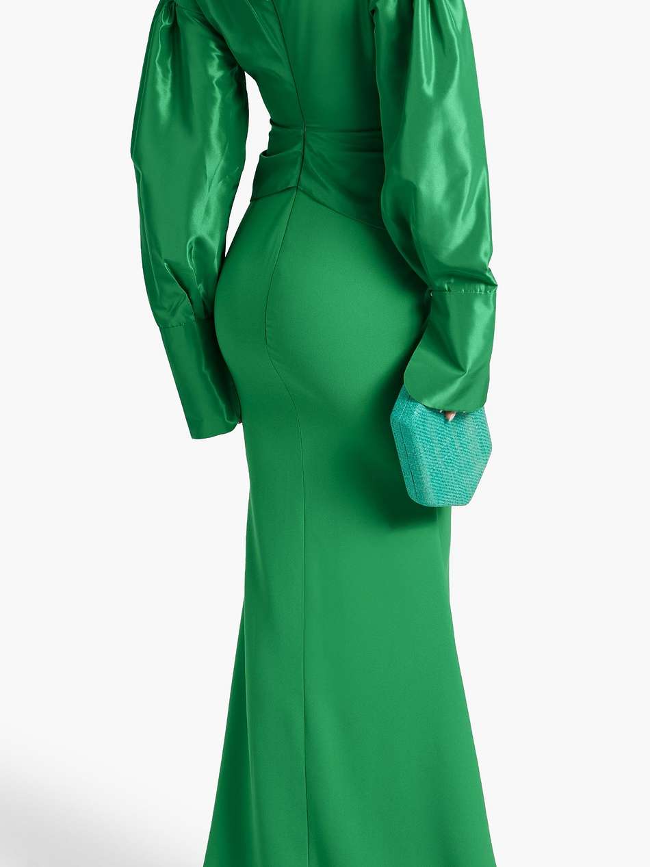draped taffeta and crepe gown