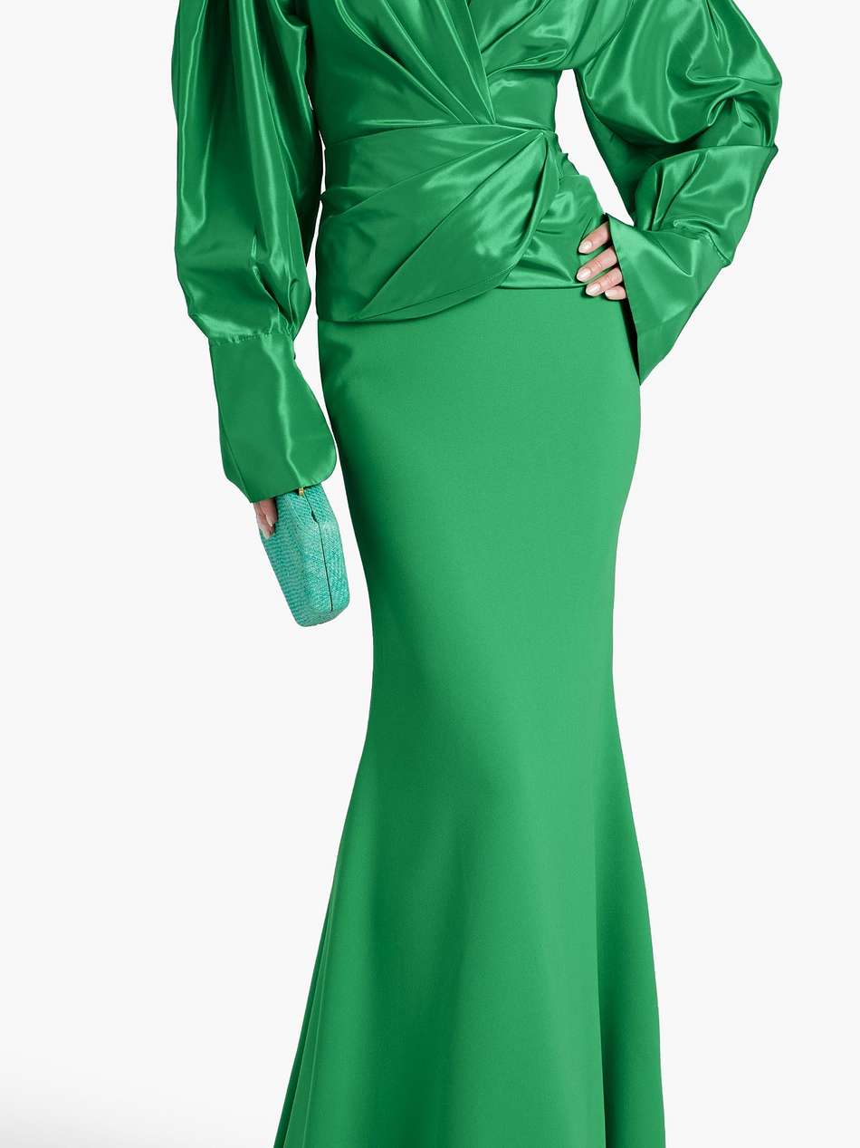 draped taffeta and crepe gown