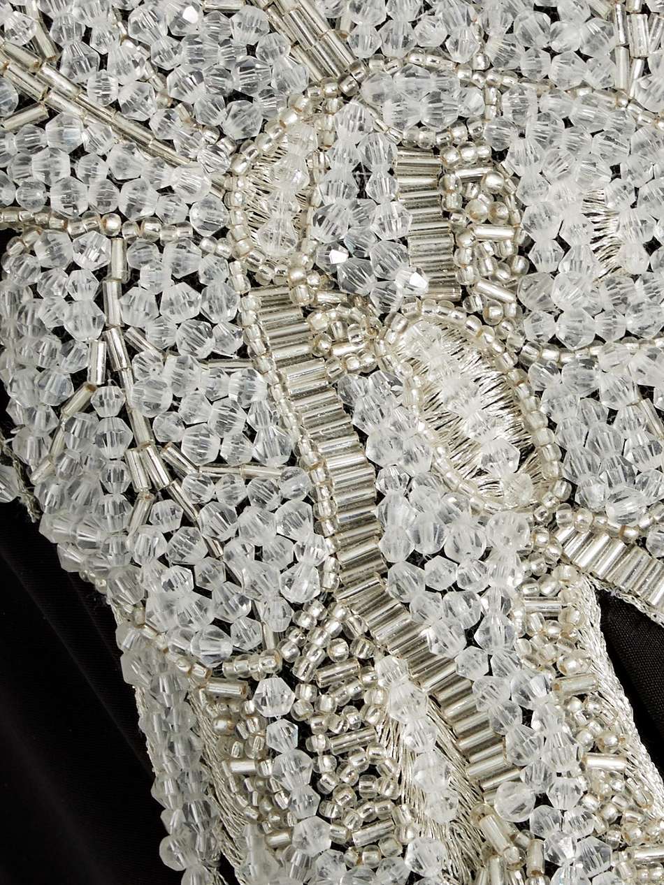 bead-embellished ruched jersey gown