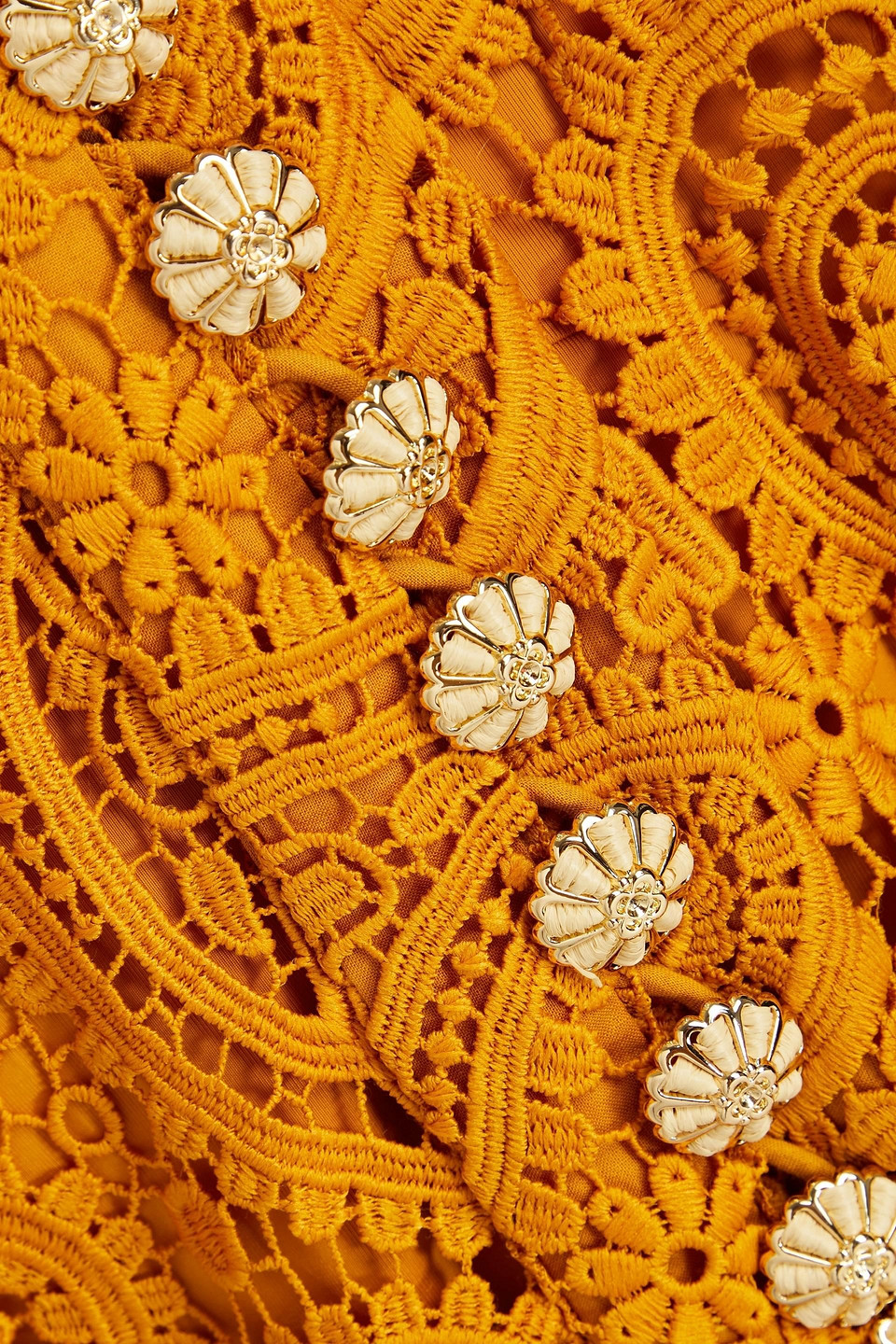 Zimmermann Minikleid Aus Makramee-spitze Mit Verzierung In Mustard