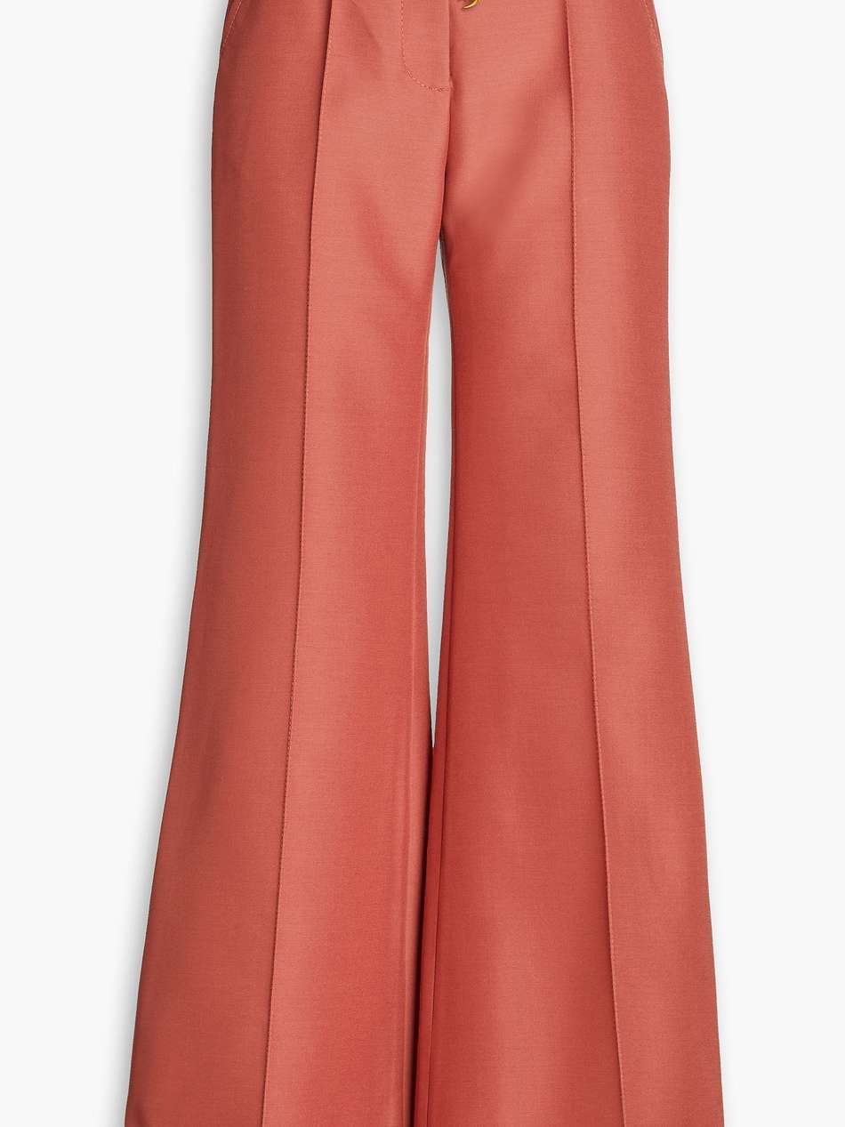 belted wool-blend wide-leg pants