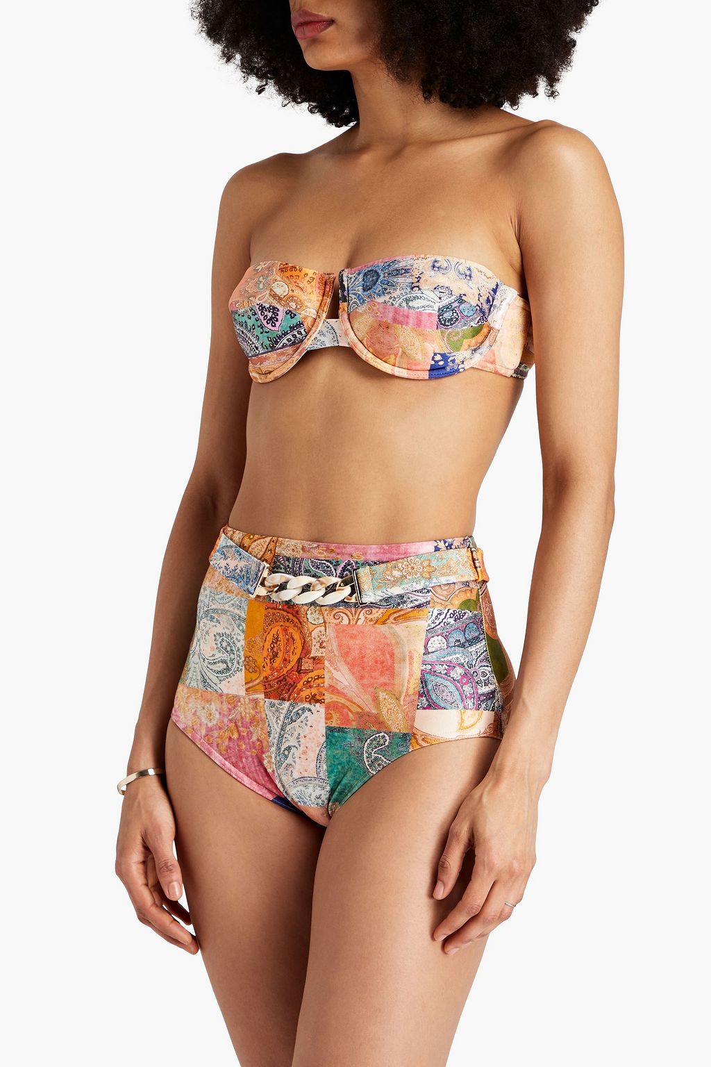 ZIMMERMANN Belted paisley-print high-rise bikini briefs