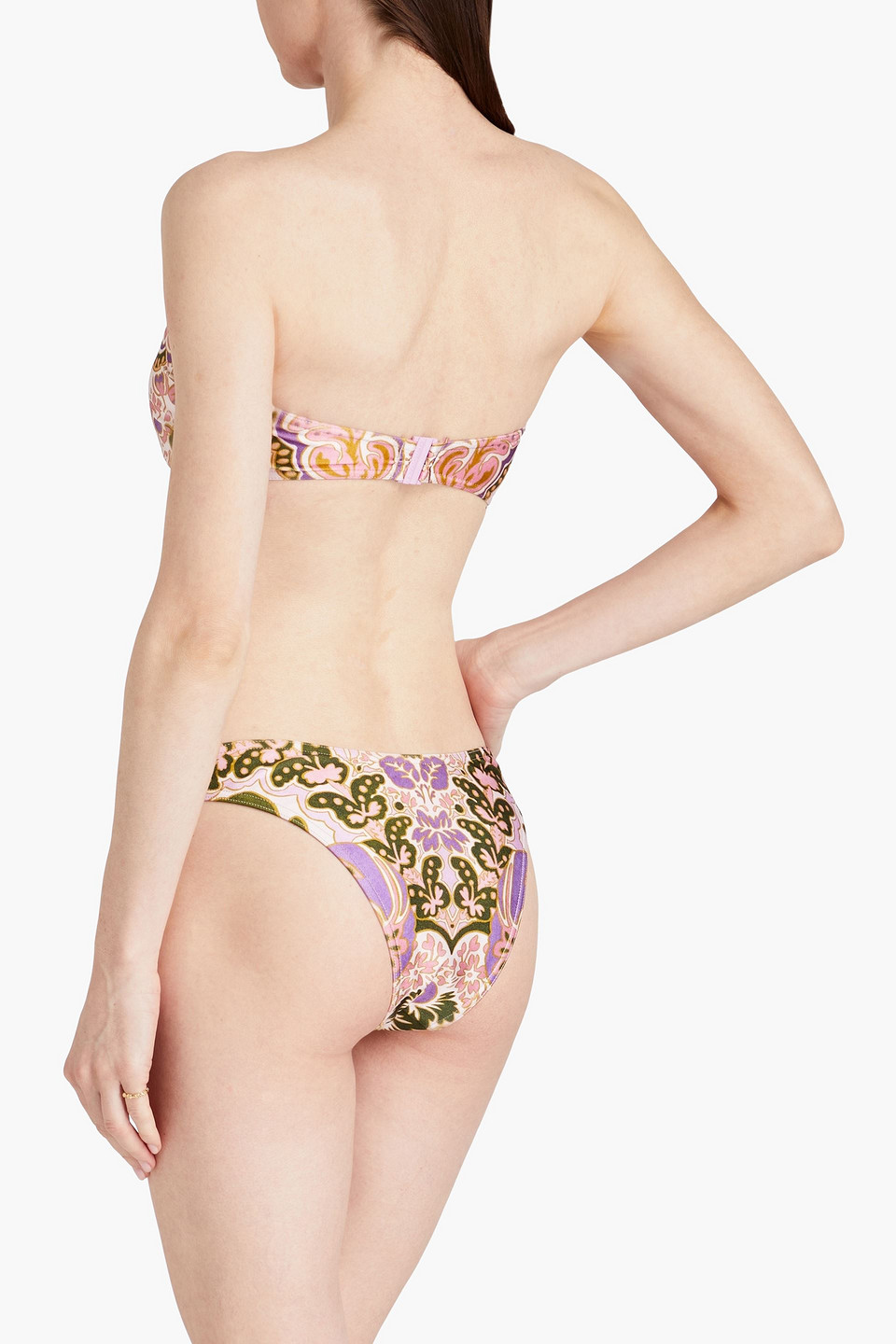 Shop Zimmermann Printed Bandeau Bikini In Lilac