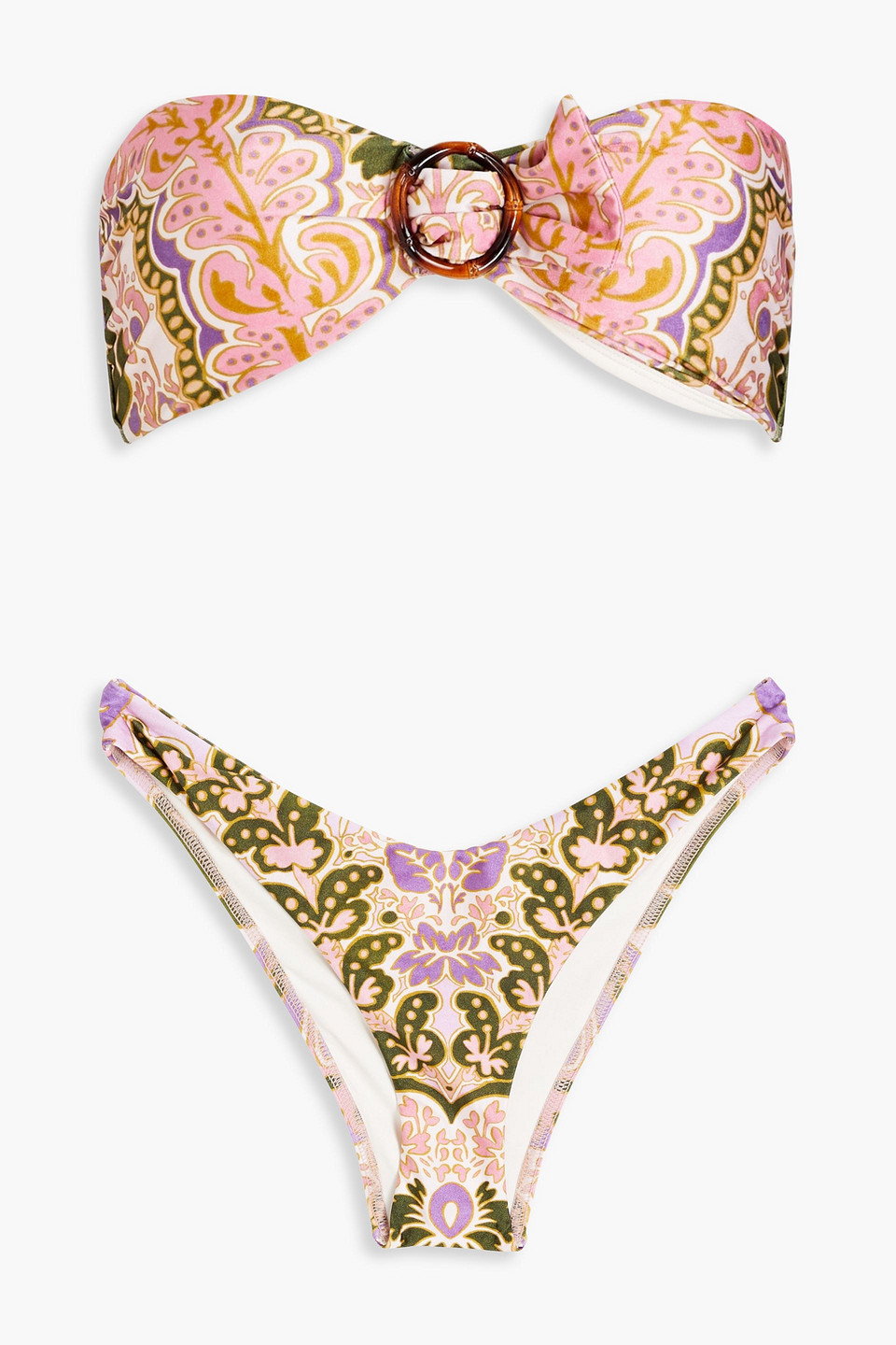 Zimmermann Printed Bandeau Bikini In Lilac
