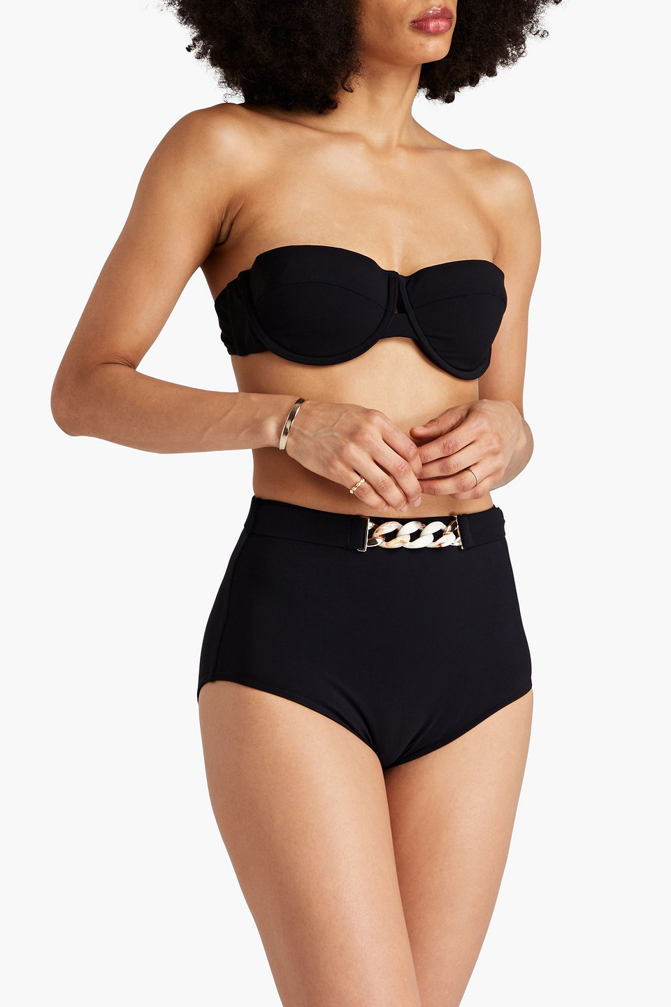 Zimmermann Chain-embellished High-rise Bikini Briefs In Black