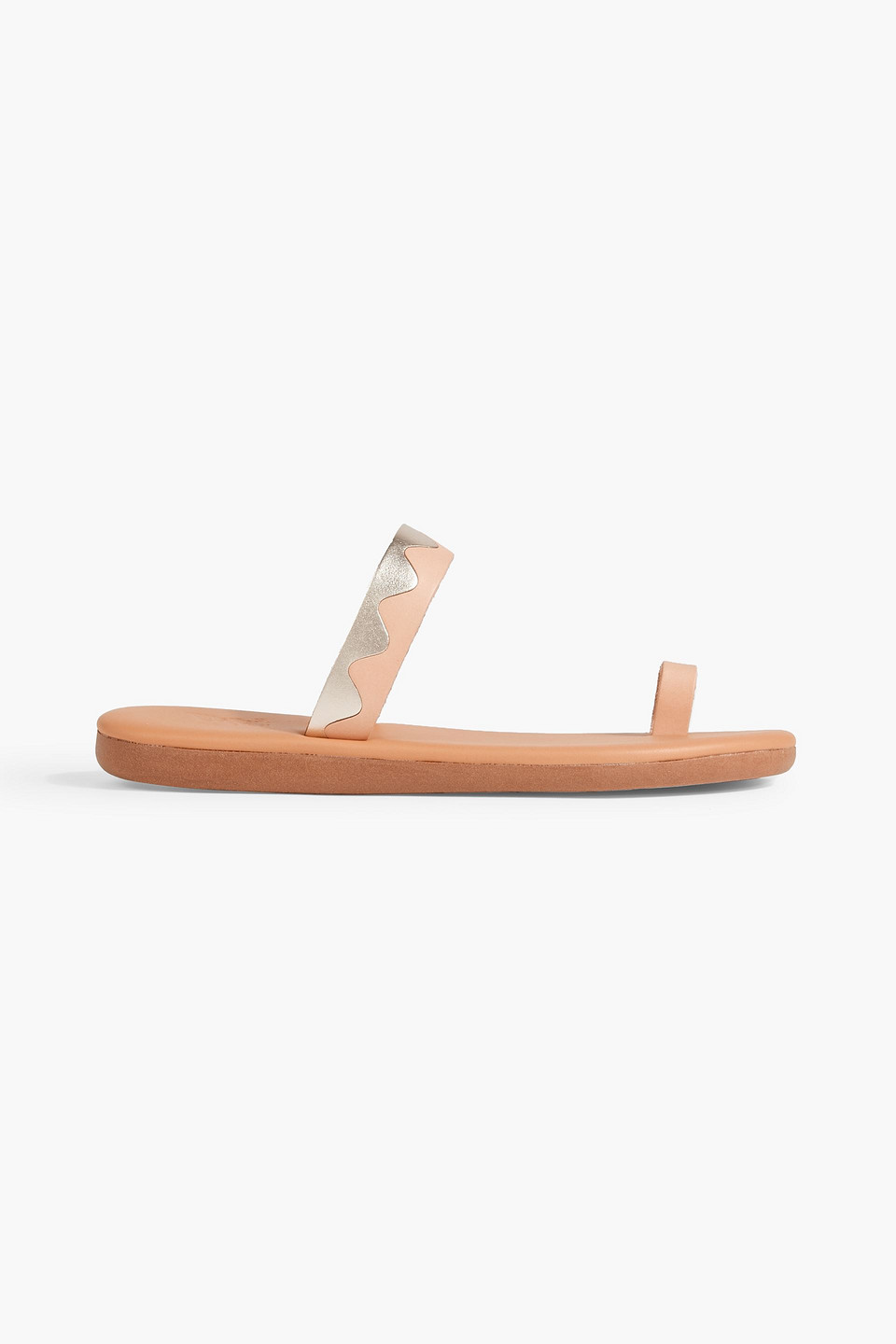 Ancient Greek Sandals Kyma Metallic-trimmed Leather Sandals In Sand