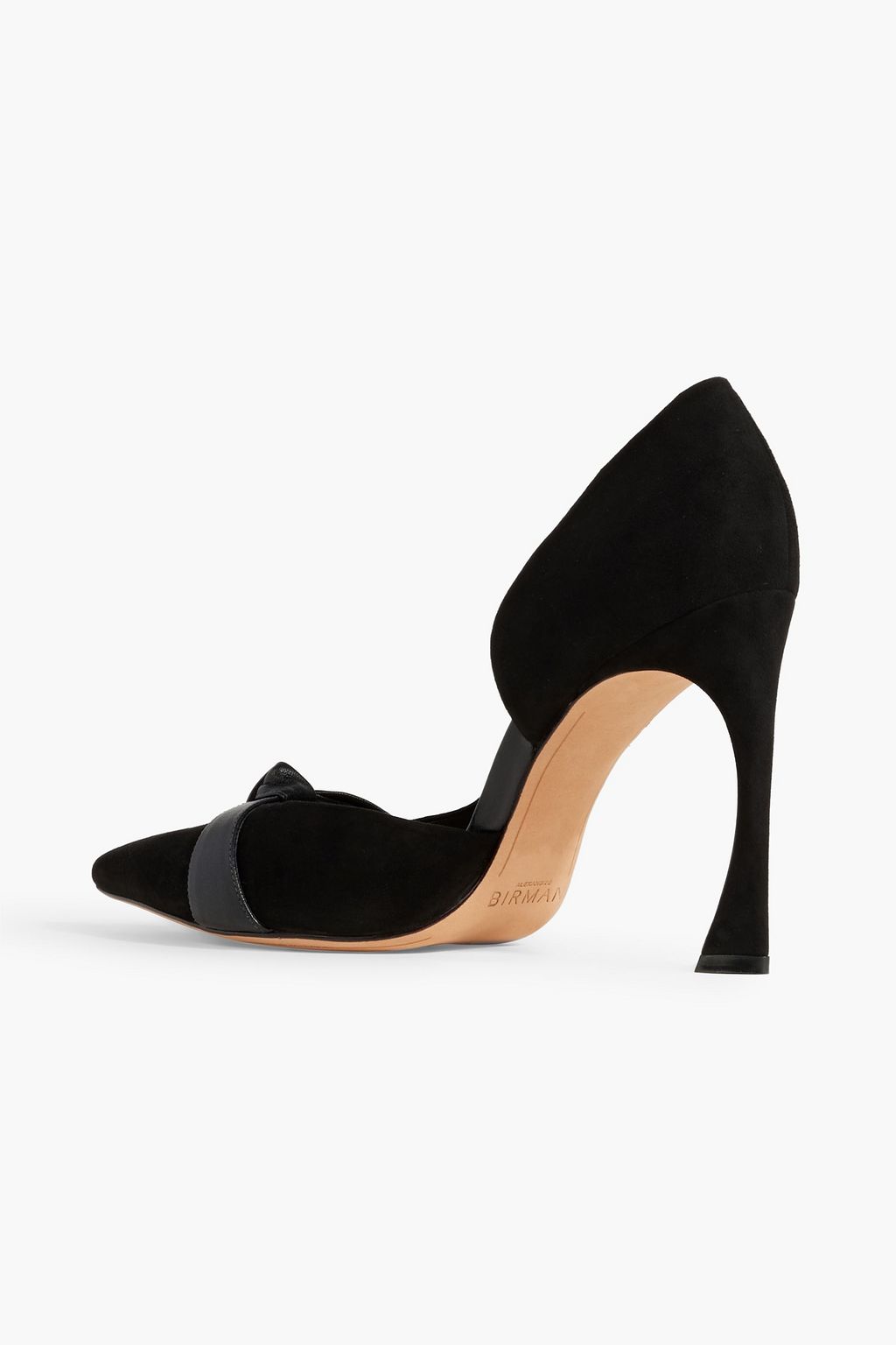ALEXANDRE BIRMAN Clarita 100 bow embellished leather-trimmed suede pumps