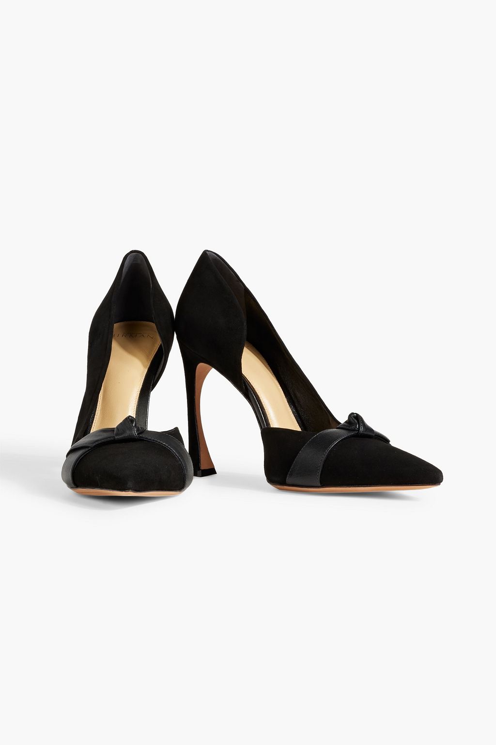 ALEXANDRE BIRMAN Clarita 100 bow embellished leather-trimmed suede pumps
