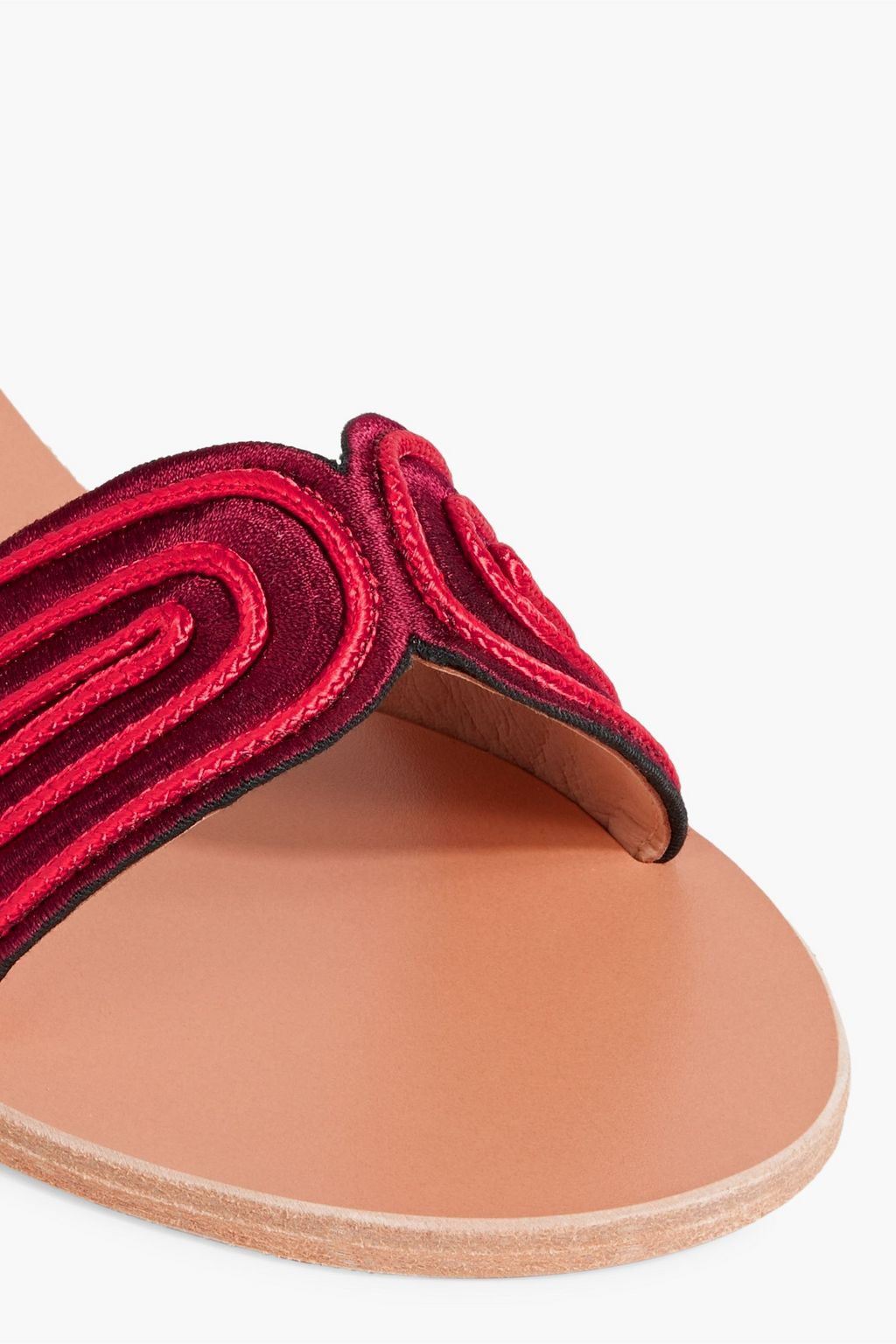 ANCIENT GREEK SANDALS Harness embroidered satin slides