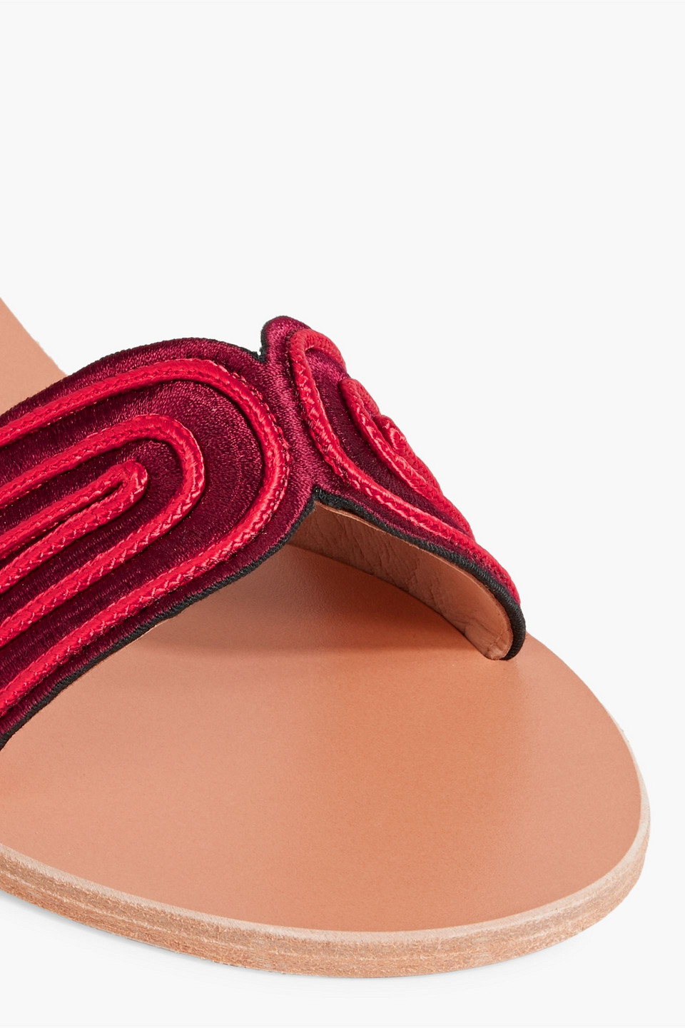 Ancient Greek Sandals Arachne Braided Raffia Slide Sandals In Claret