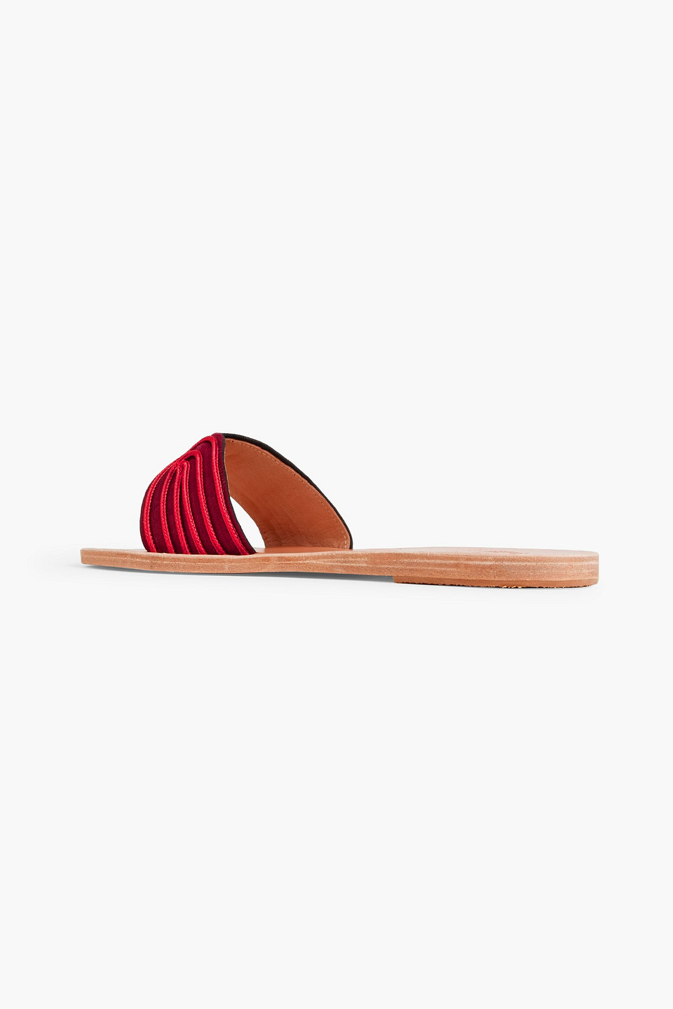 Shop Ancient Greek Sandals Harness Embroidered Satin Slides In Claret