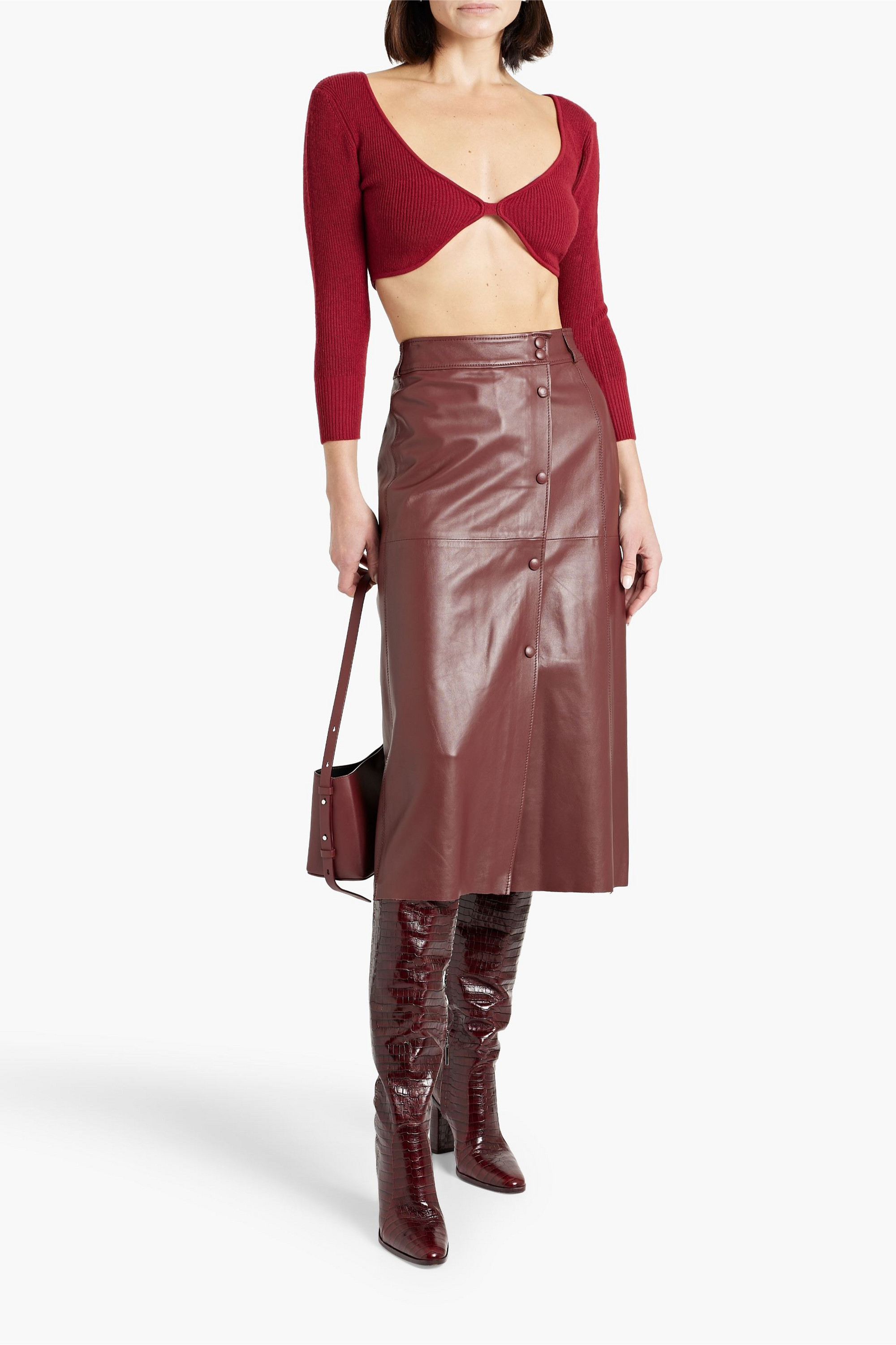 MICHELLE MASON Cropped ribbed-knit top