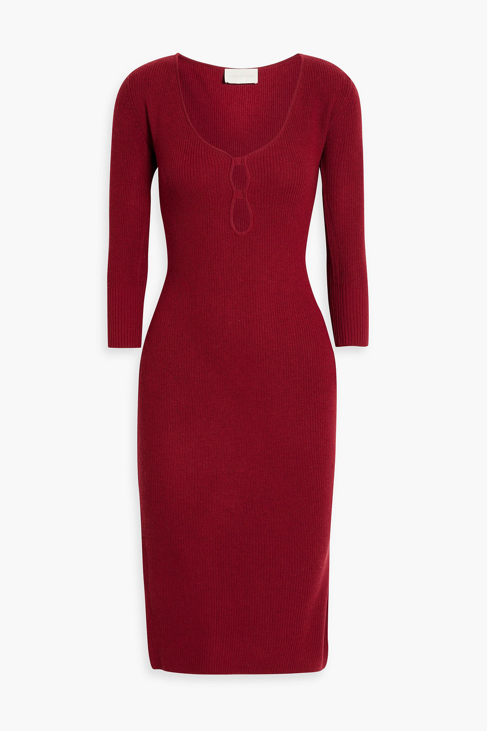 Michelle Mason Cutout Ribbed-knit Dress In Claret