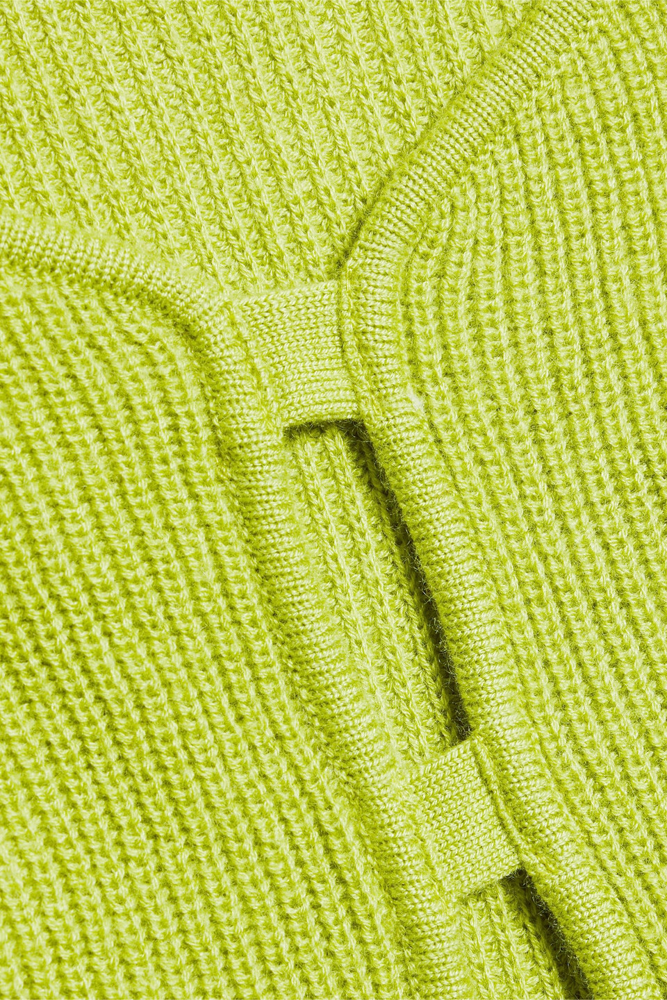 Shop Michelle Mason Cutout Ribbed-knit Dress In Chartreuse