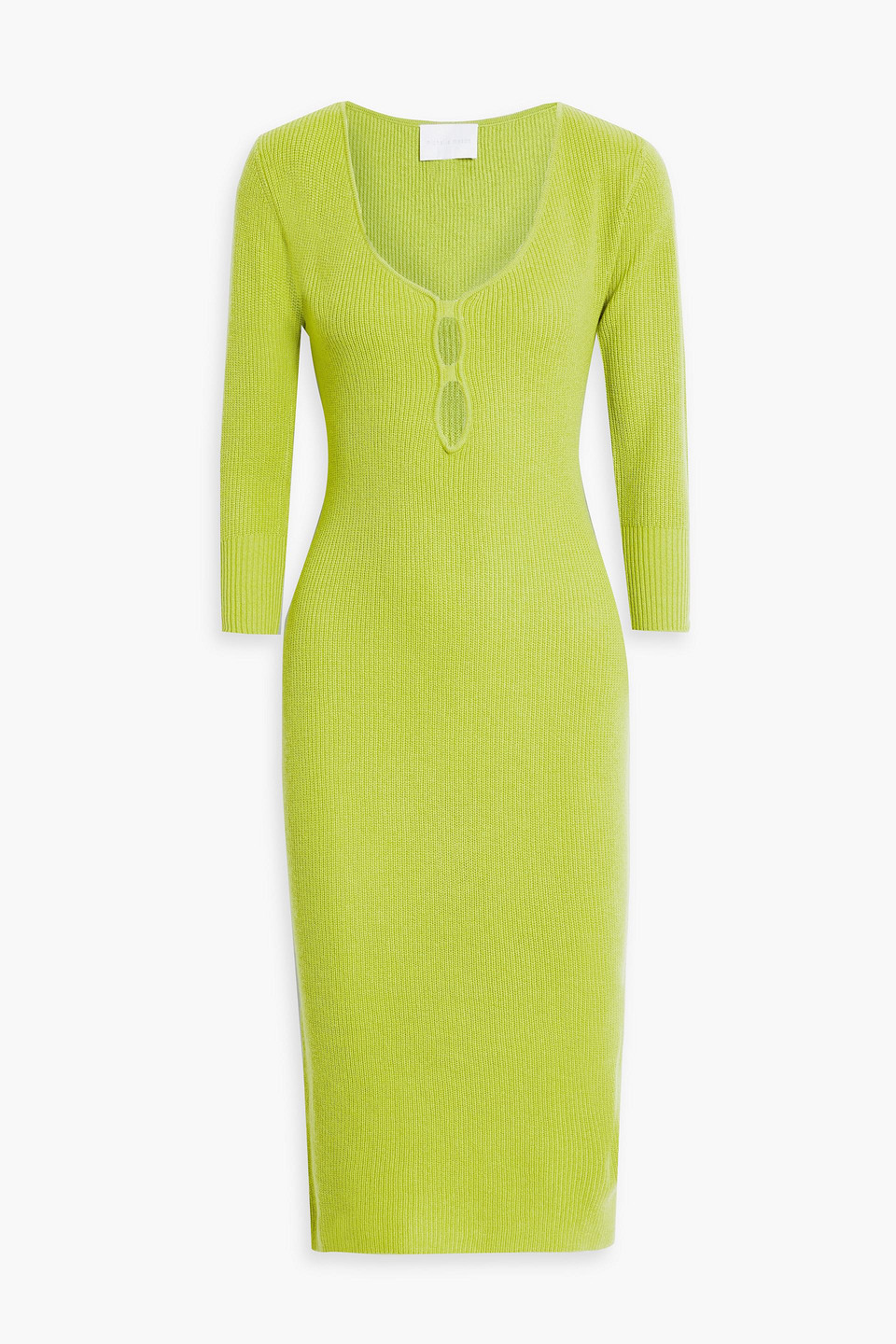 Michelle Mason Cutout Ribbed-knit Dress In Chartreuse