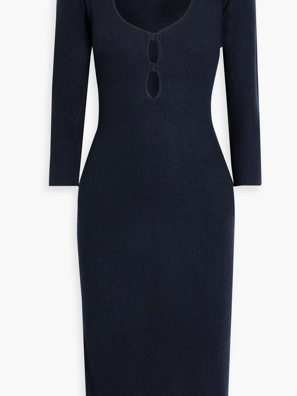 cutout ribbed-knit dress