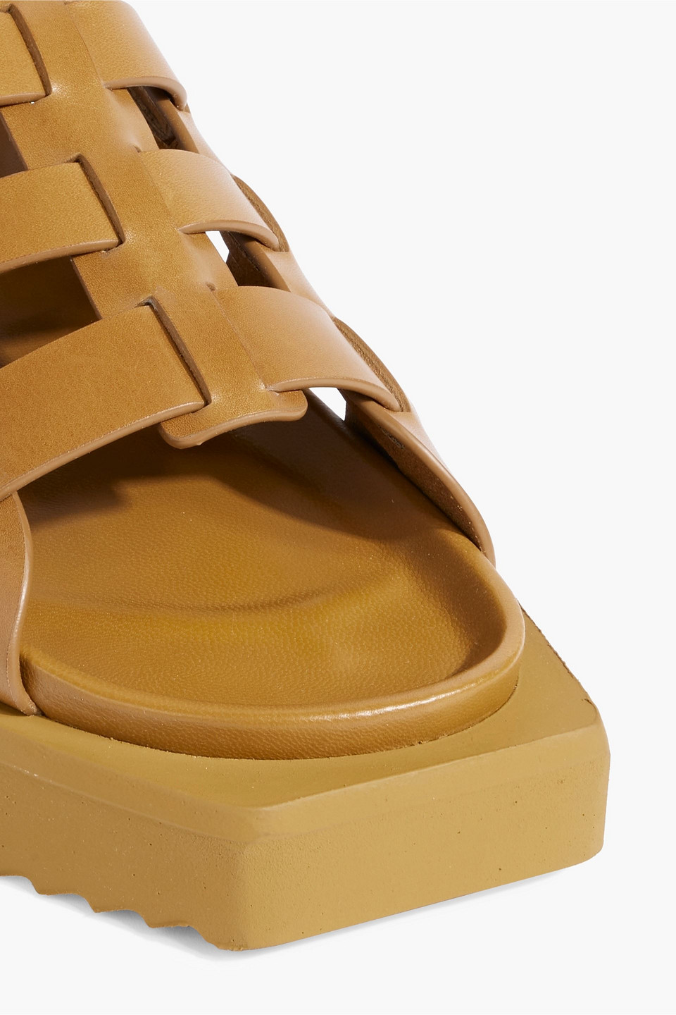 Shop Rick Owens Turbo Cyclops Spartan Leather Platform Sandals In Mustard