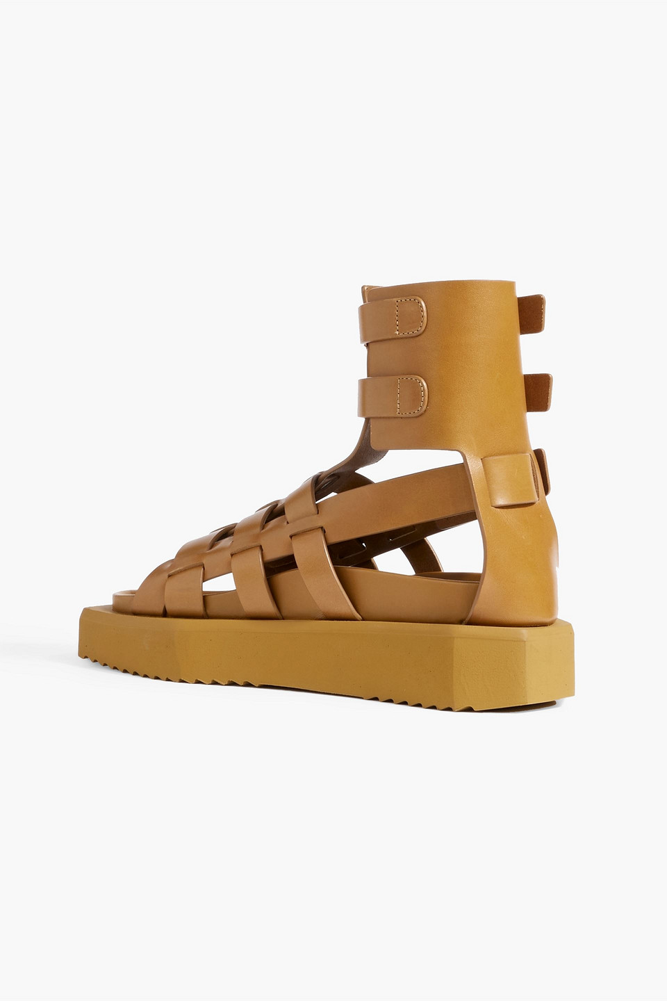 Shop Rick Owens Turbo Cyclops Spartan Leather Platform Sandals In Mustard