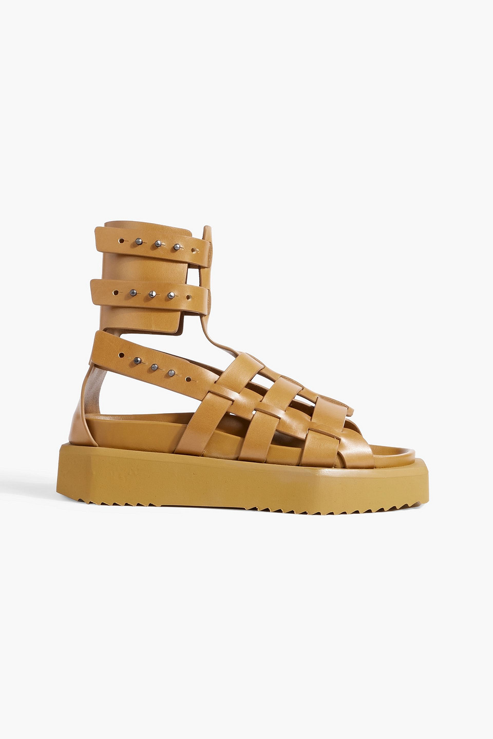 Rick Owens Turbo Cyclops Spartan Leather Platform Sandals In Mustard