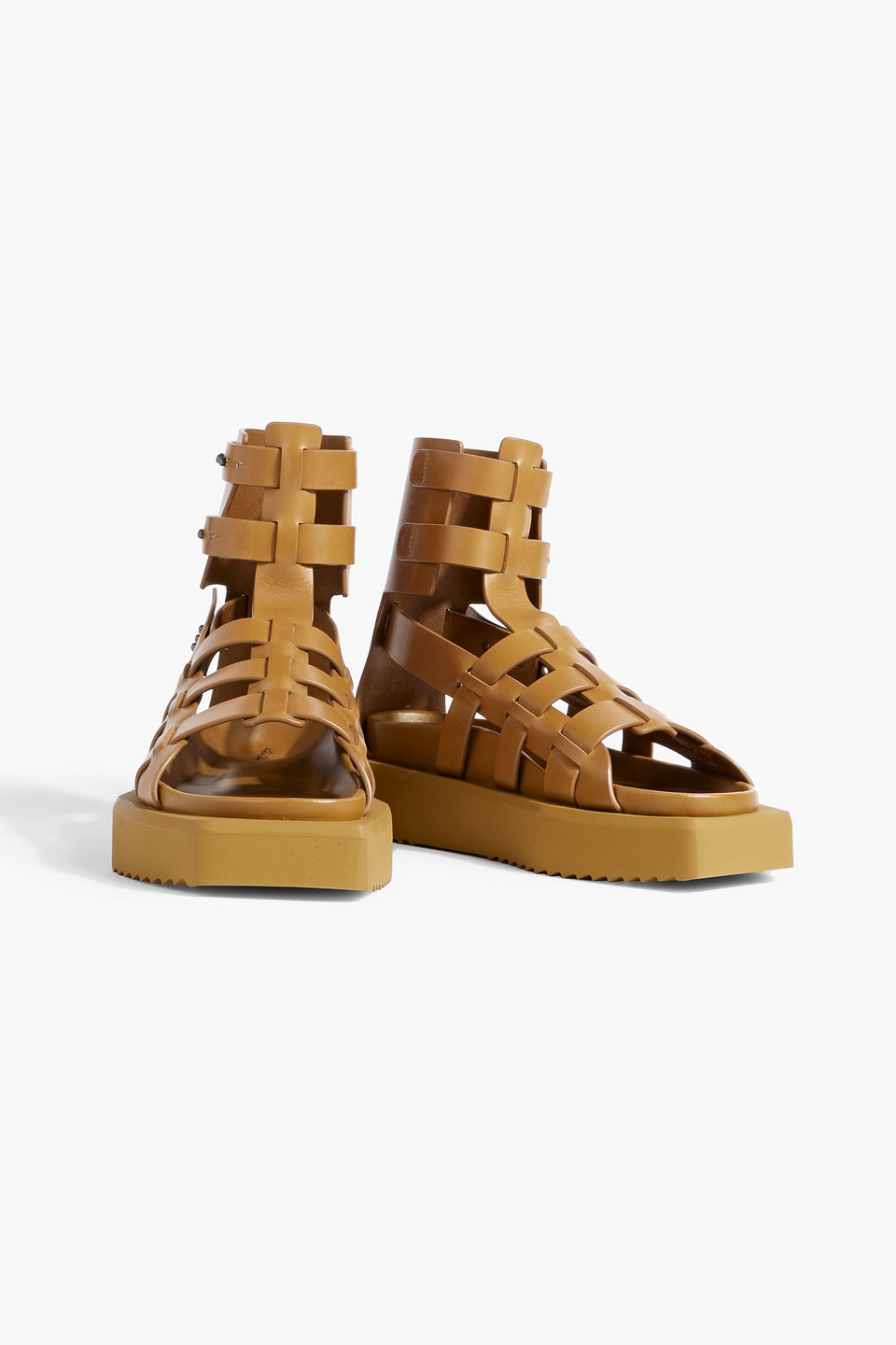 Shop Rick Owens Turbo Cyclops Spartan Leather Platform Sandals In Mustard