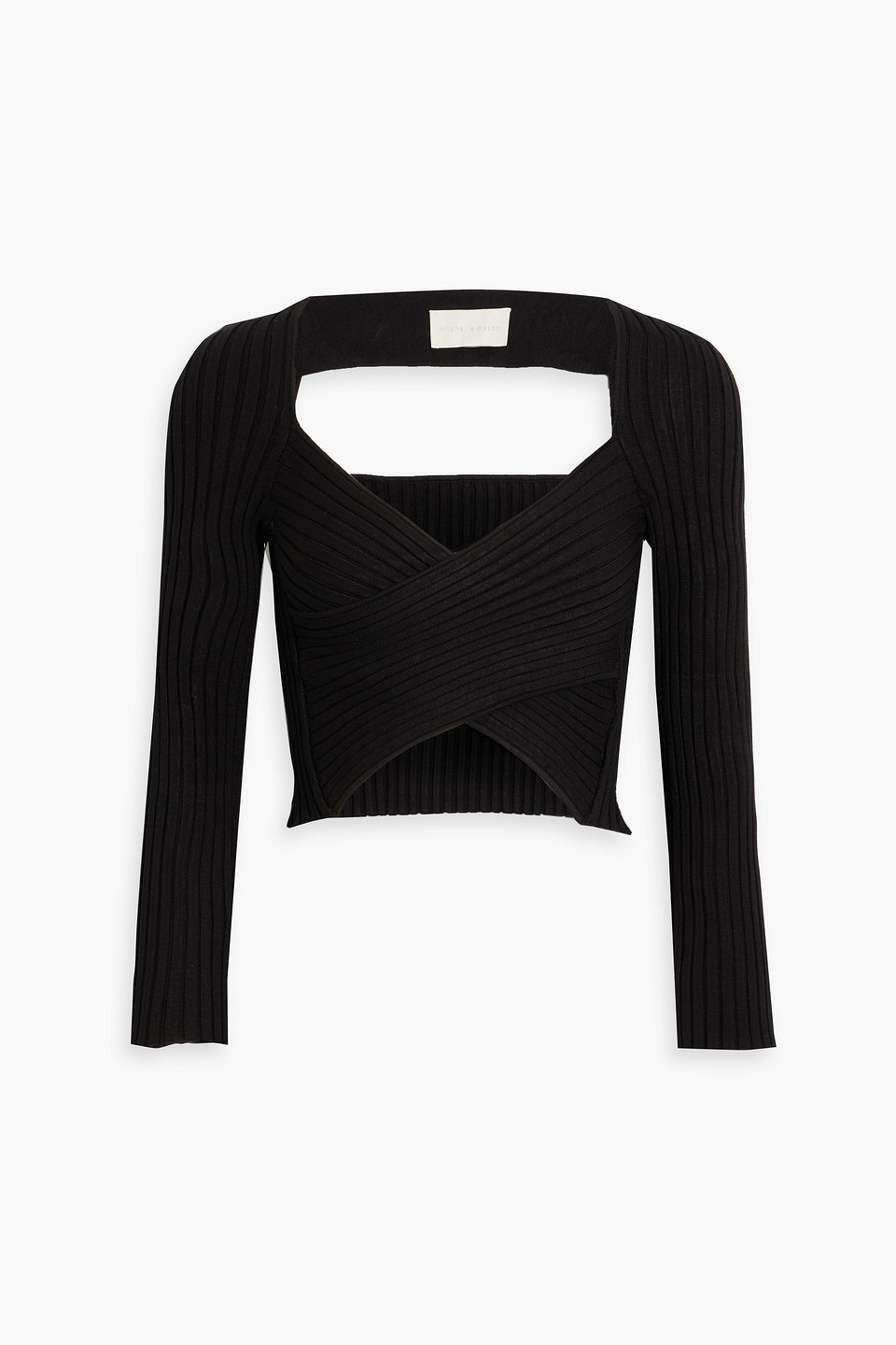 Michelle Mason Cropped Cutout Ribbed-knit Top In Black