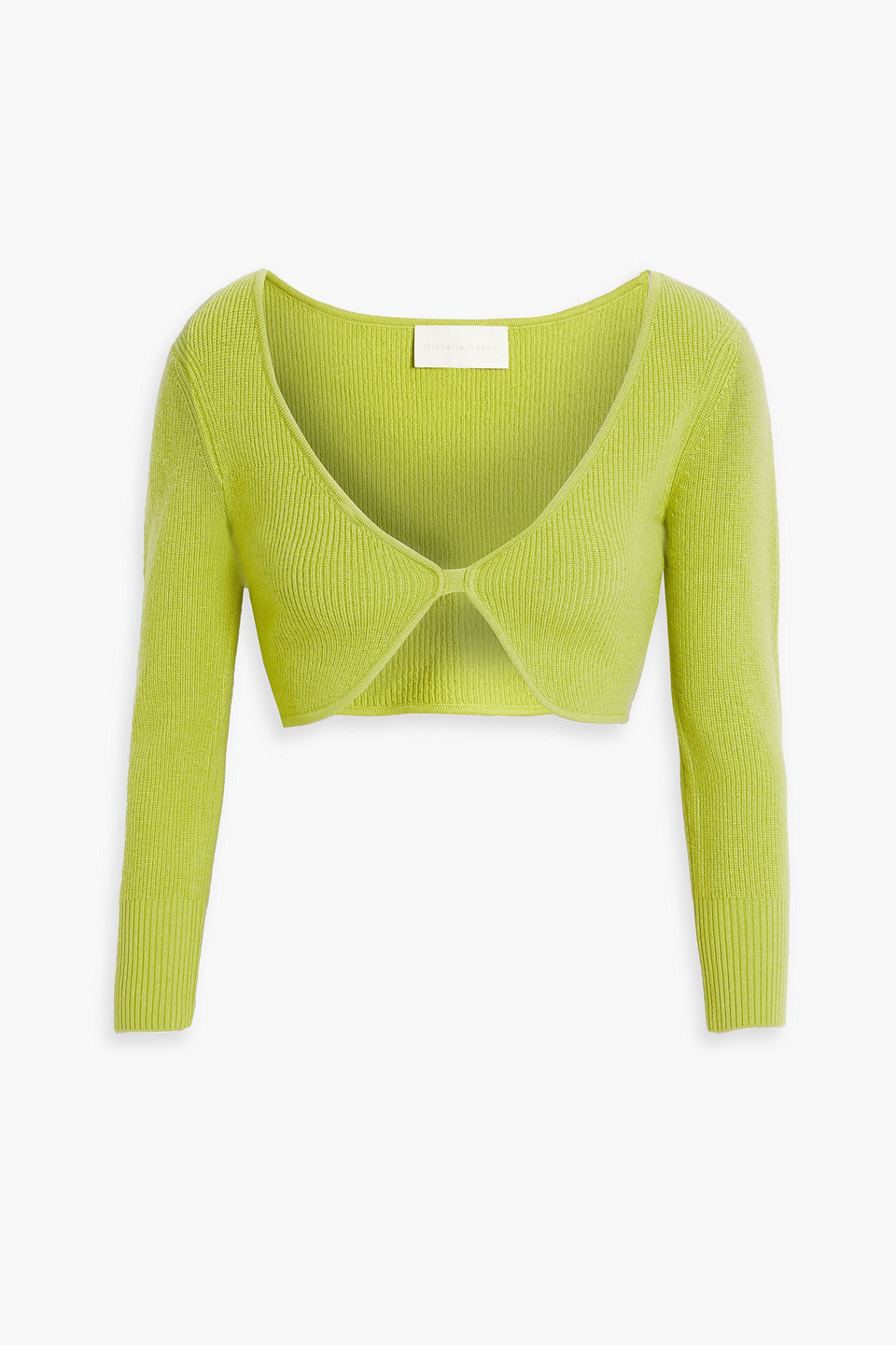 Michelle Mason Cropped Ribbed-knit Top In Lime Green