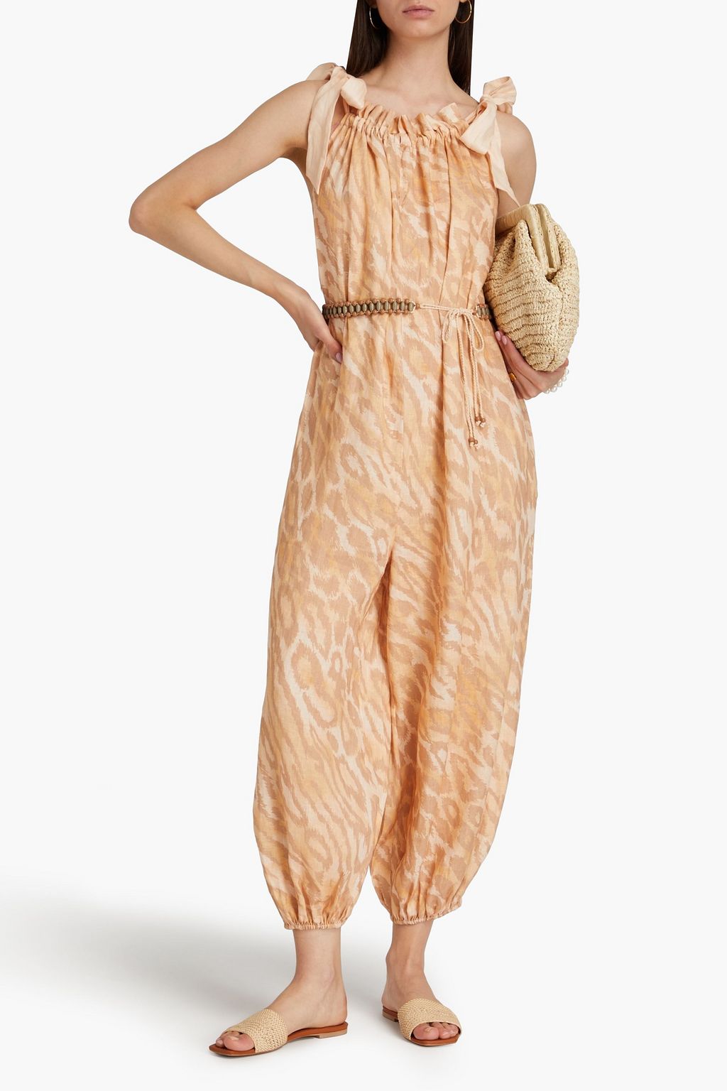 ZIMMERMANN Cropped printed linen jumpsuit THE
